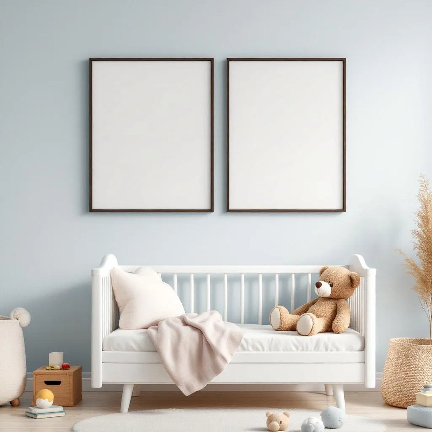 Nursery High-Res Frame Mockup — Plain Square Frame Square 1:1 — Perspective View — #05068 | MockupBulk