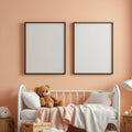 Nursery Premium Interior Mockup — Plain Square Frame Portrait 2:3 — Perspective View — #05069 | MockupBulk
