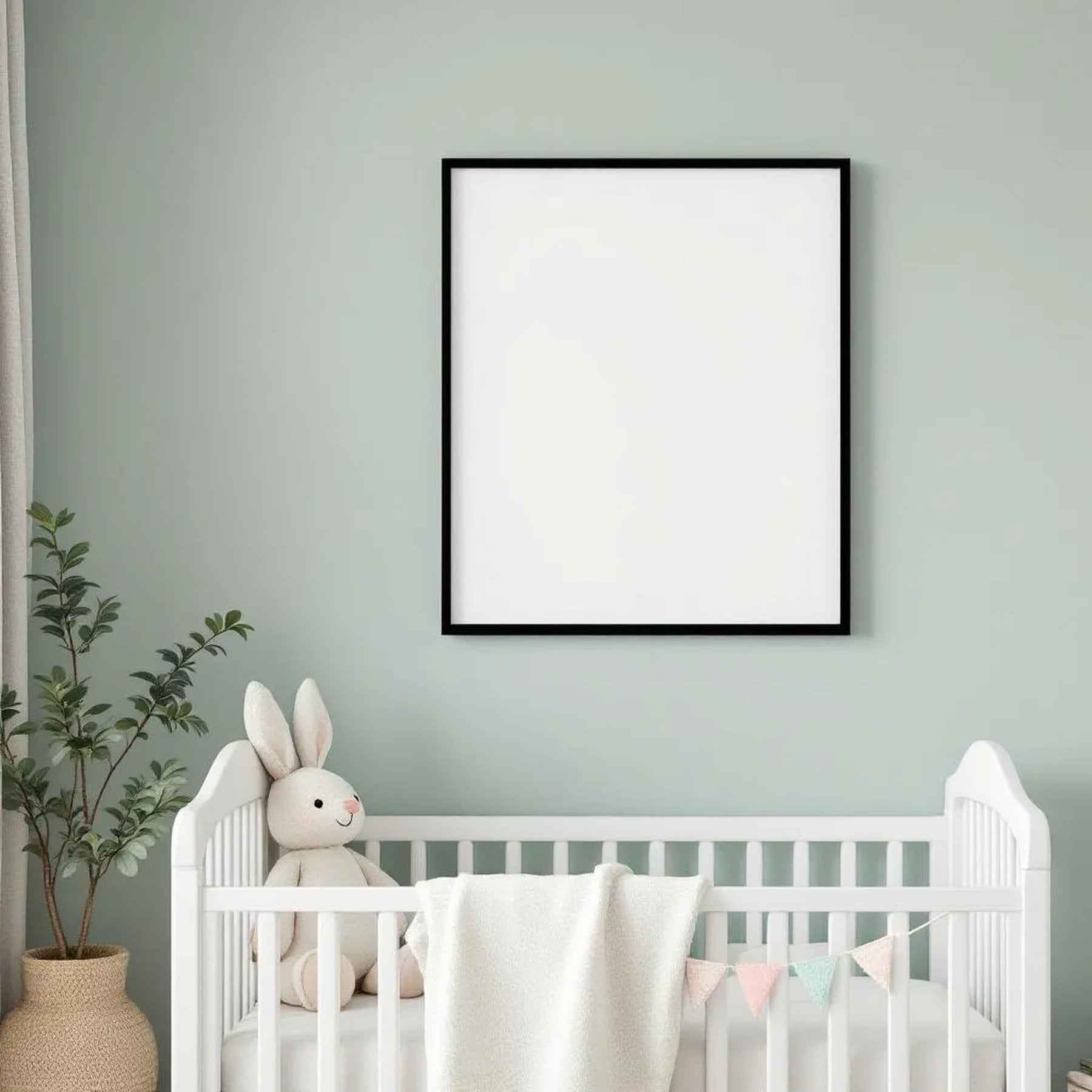 Nursery Room Scene Mockup — Plain Square Frame Portrait 2:3 — Perspective View — #04975 | MockupBulk