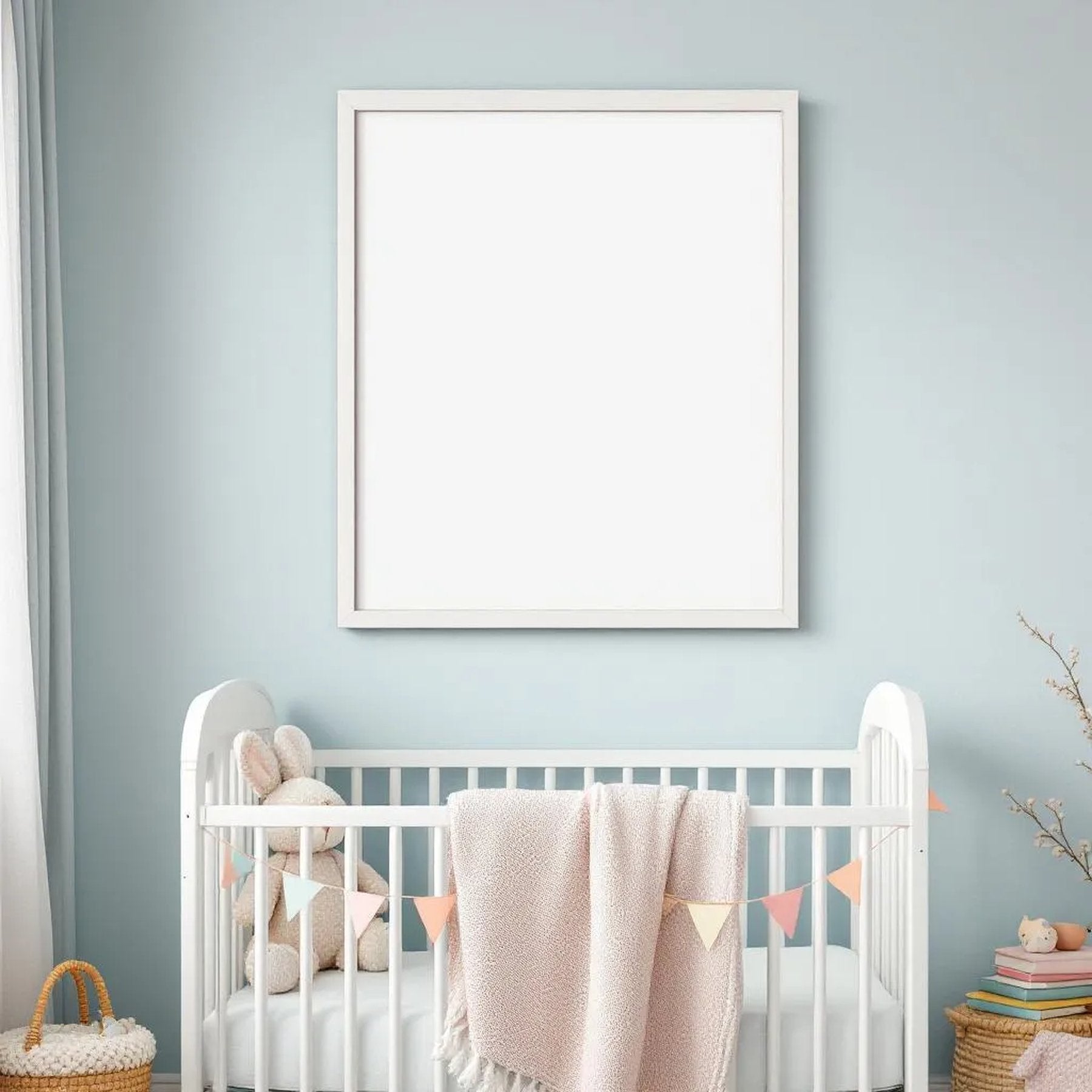 Nursery Frame Display Mockup — Plain Square Frame Portrait 2:3 — Perspective View — #04977 | MockupBulk