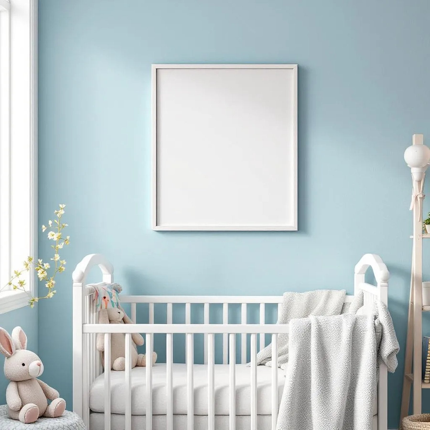 Nursery Interior Frame Mockup — Plain Square Frame Portrait 2:3 — Perspective View — #04979 | MockupBulk