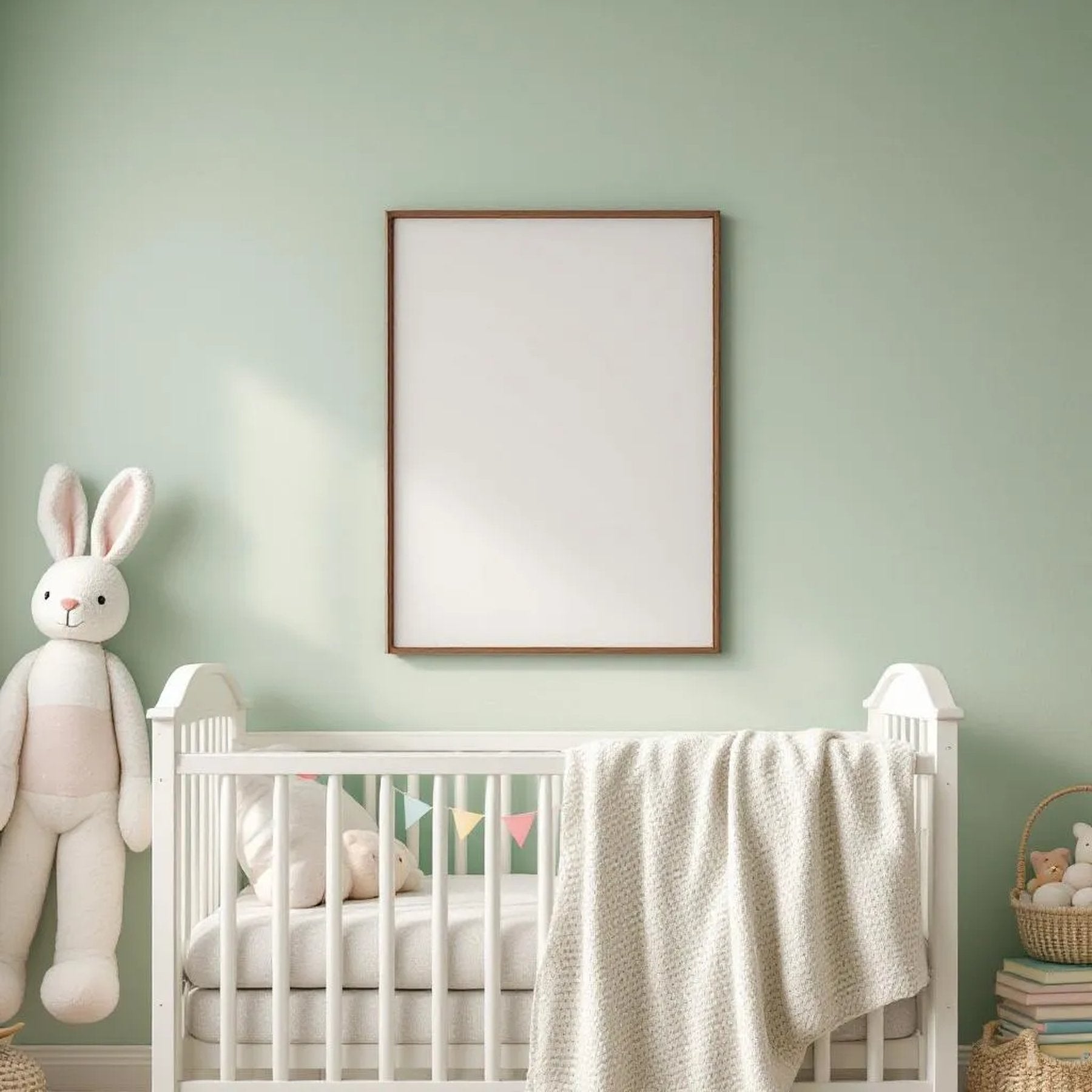 Nursery Styled Room Mockup — Plain Square Frame Portrait 2:3 — Perspective View — #04983 | MockupBulk
