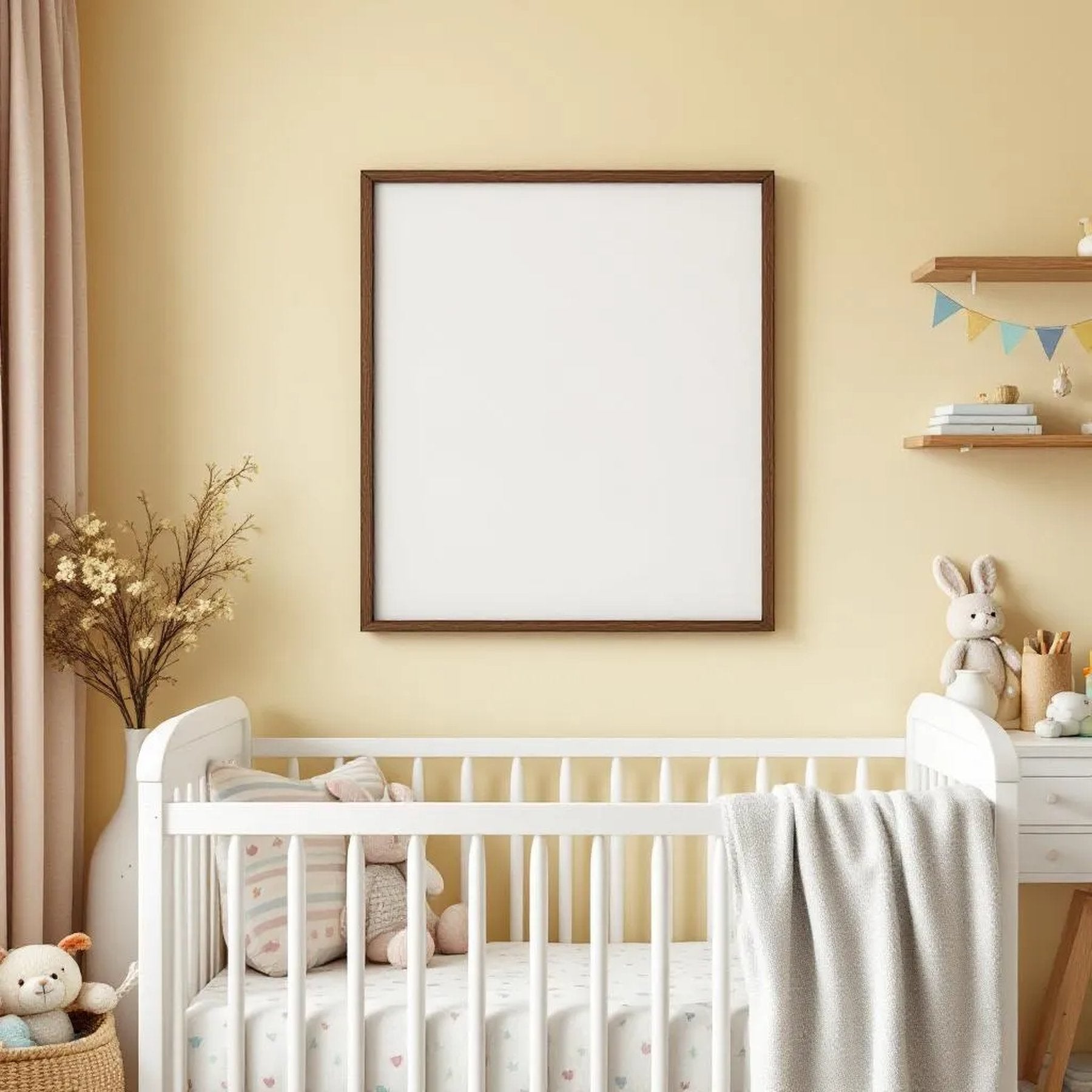 Nursery Professional Frame Mockup — Plain Square Frame Portrait 2:3 — Perspective View — #04985 | MockupBulk