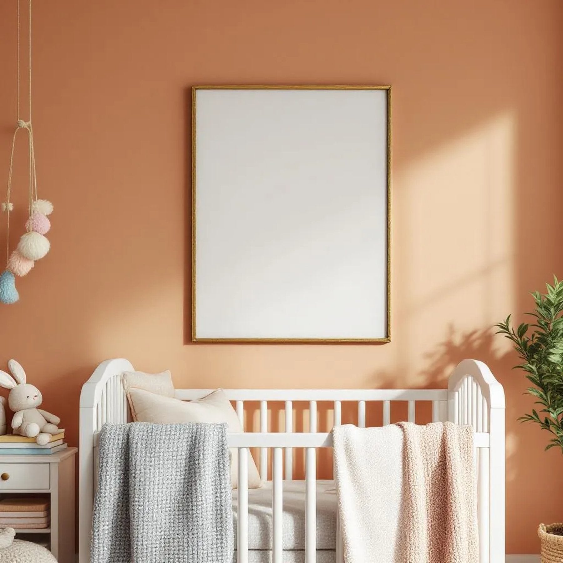Nursery Premium Interior Mockup — Plain Square Frame Portrait 2:3 — Perspective View — #04987 | MockupBulk