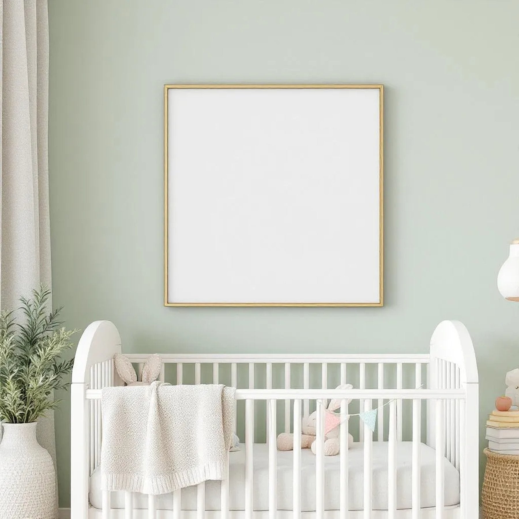 Nursery Lifestyle Frame Mockup — Plain Square Frame Portrait 2:3 — Perspective View — #04988 | MockupBulk