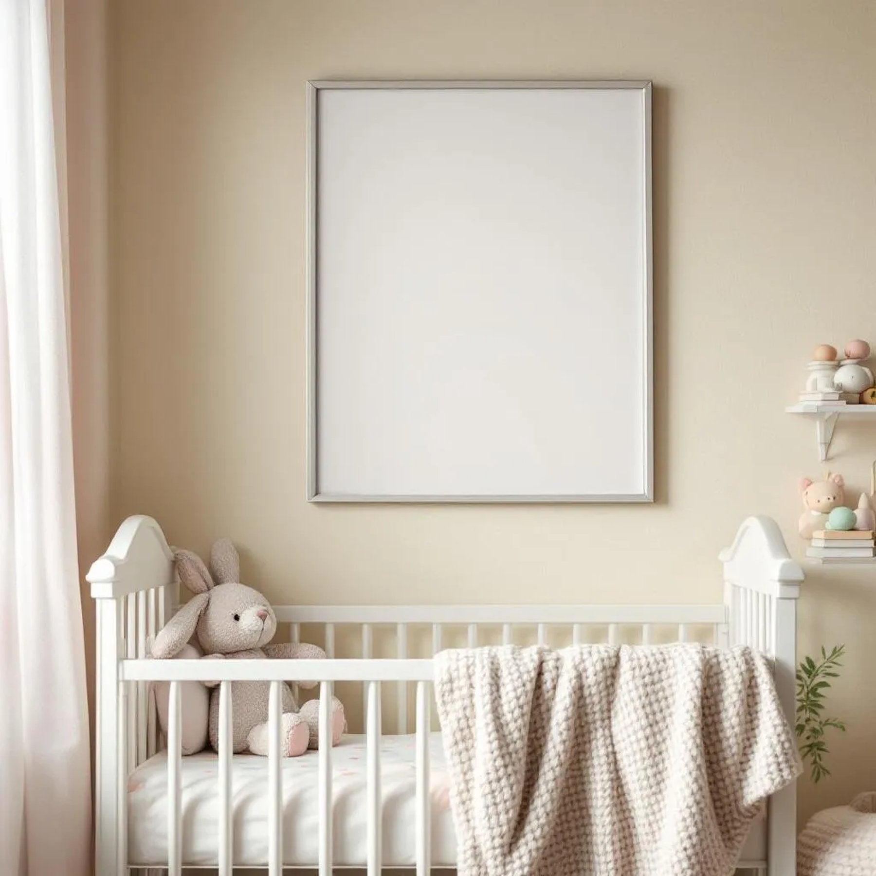 Nursery Wall Art Mockup — Plain Square Frame Portrait 2:3 — Perspective View — #04989 | MockupBulk