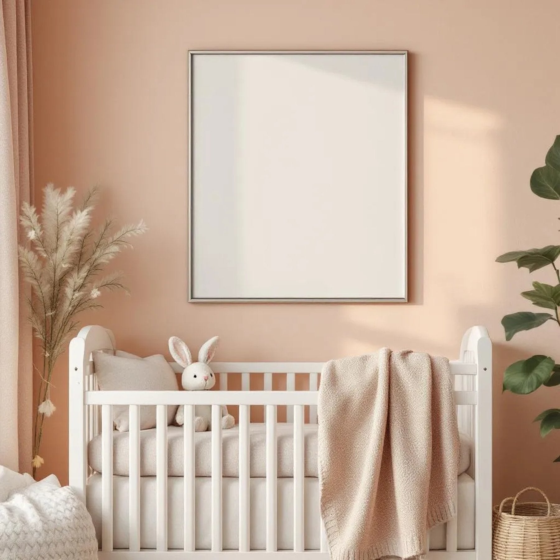 Nursery Interior Frame Mockup — Plain Square Frame Portrait 2:3 — Perspective View — #04991 | MockupBulk