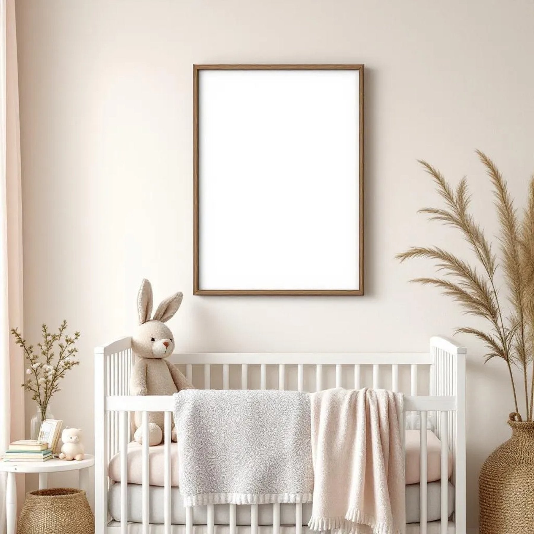 Nursery Professional Frame Mockup — Plain Square Frame Portrait 4:5 — Perspective View — #04995 | MockupBulk
