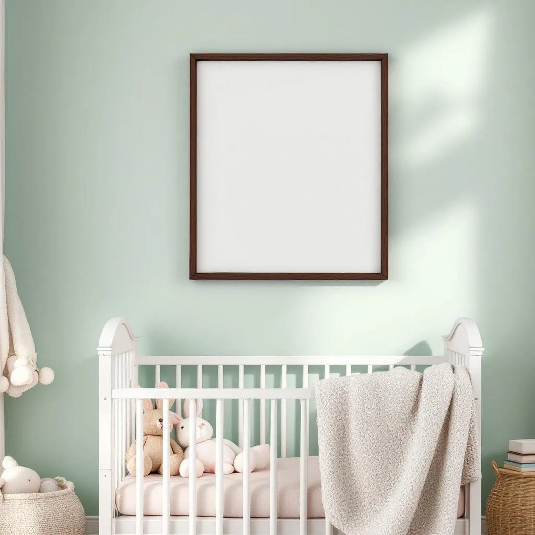 Nursery High-Res Frame Mockup — Plain Square Frame Portrait 2:3 — Perspective View — #04996 | MockupBulk