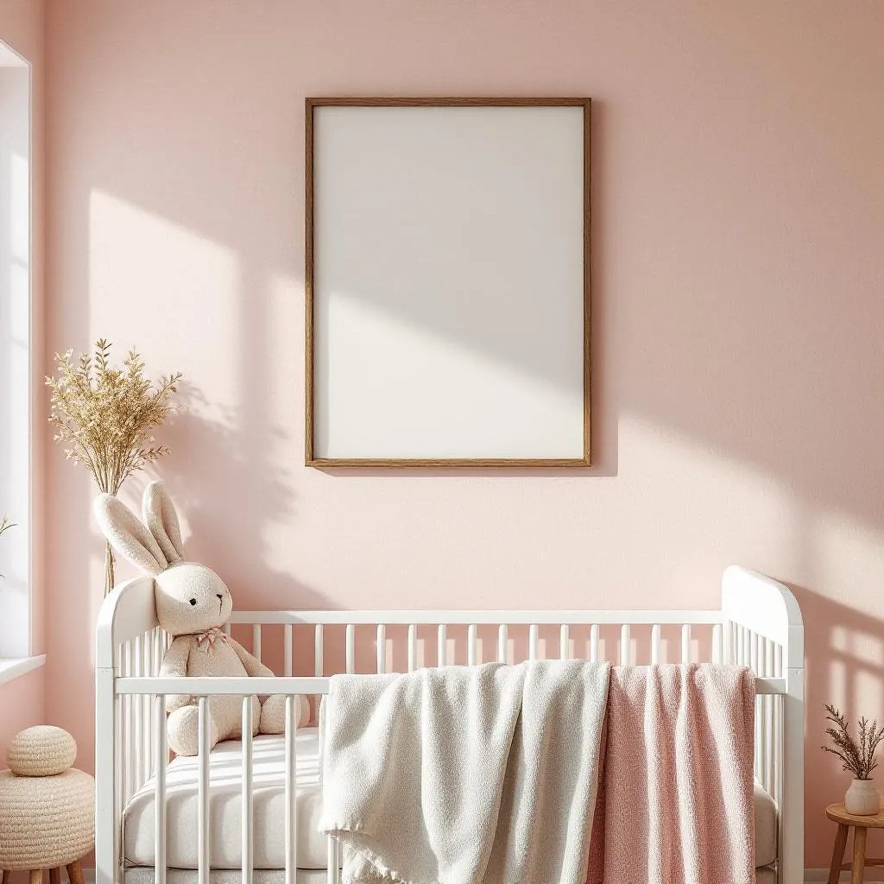 Nursery Room Scene Mockup — Plain Square Frame Square 1:1 — Perspective View — #04997 | MockupBulk