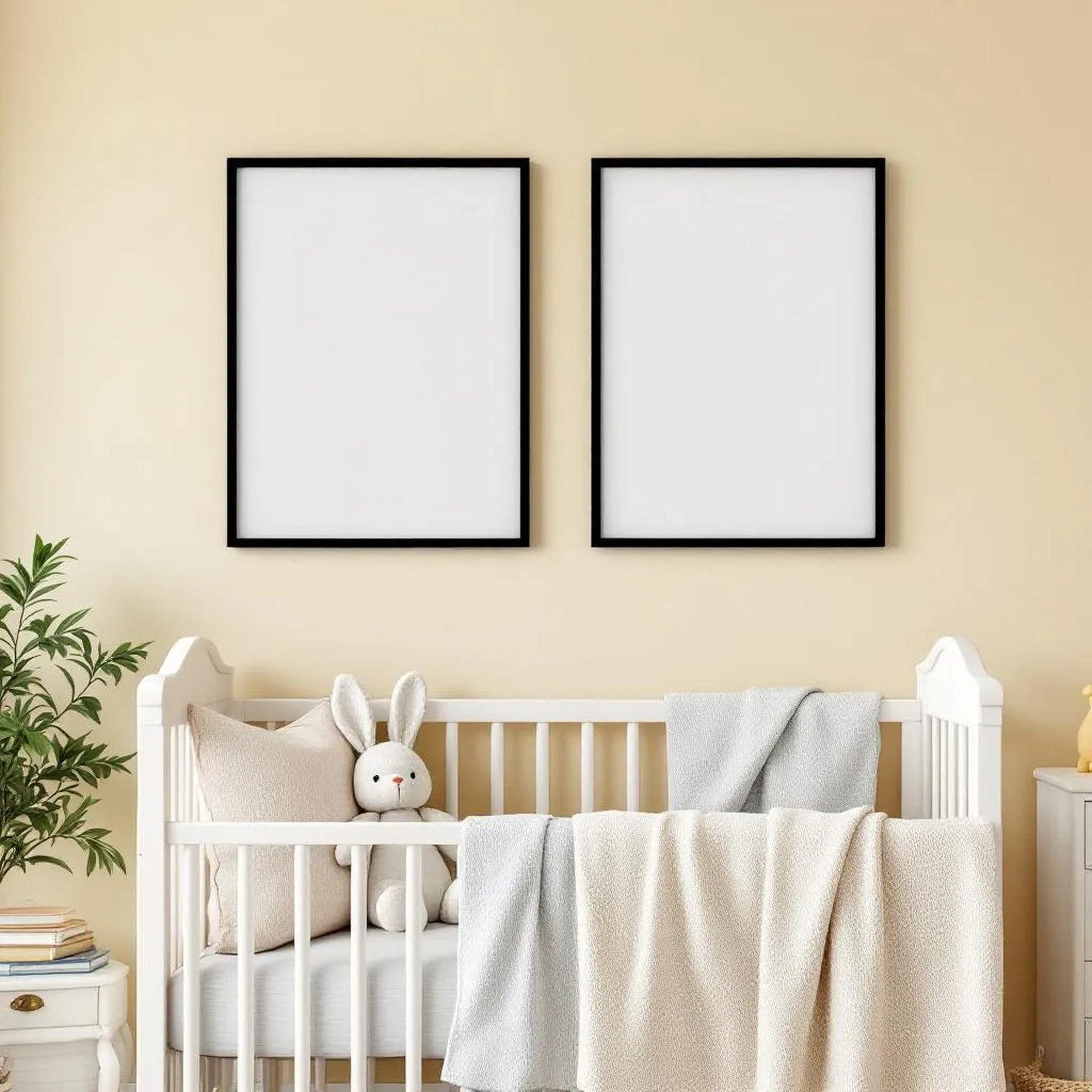 Nursery Wall Art Mockup — Plain Square Frame Portrait 2:3 — Perspective View — #04998 | MockupBulk