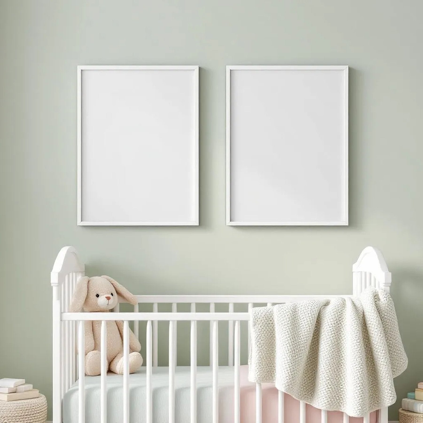 Nursery Styled Room Mockup — Plain Square Frame Portrait 2:3 — Perspective View — #05001 | MockupBulk