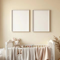 Nursery Wall Art Mockup — Plain Square Frame Portrait 2:3 — Perspective View — #05002 | MockupBulk