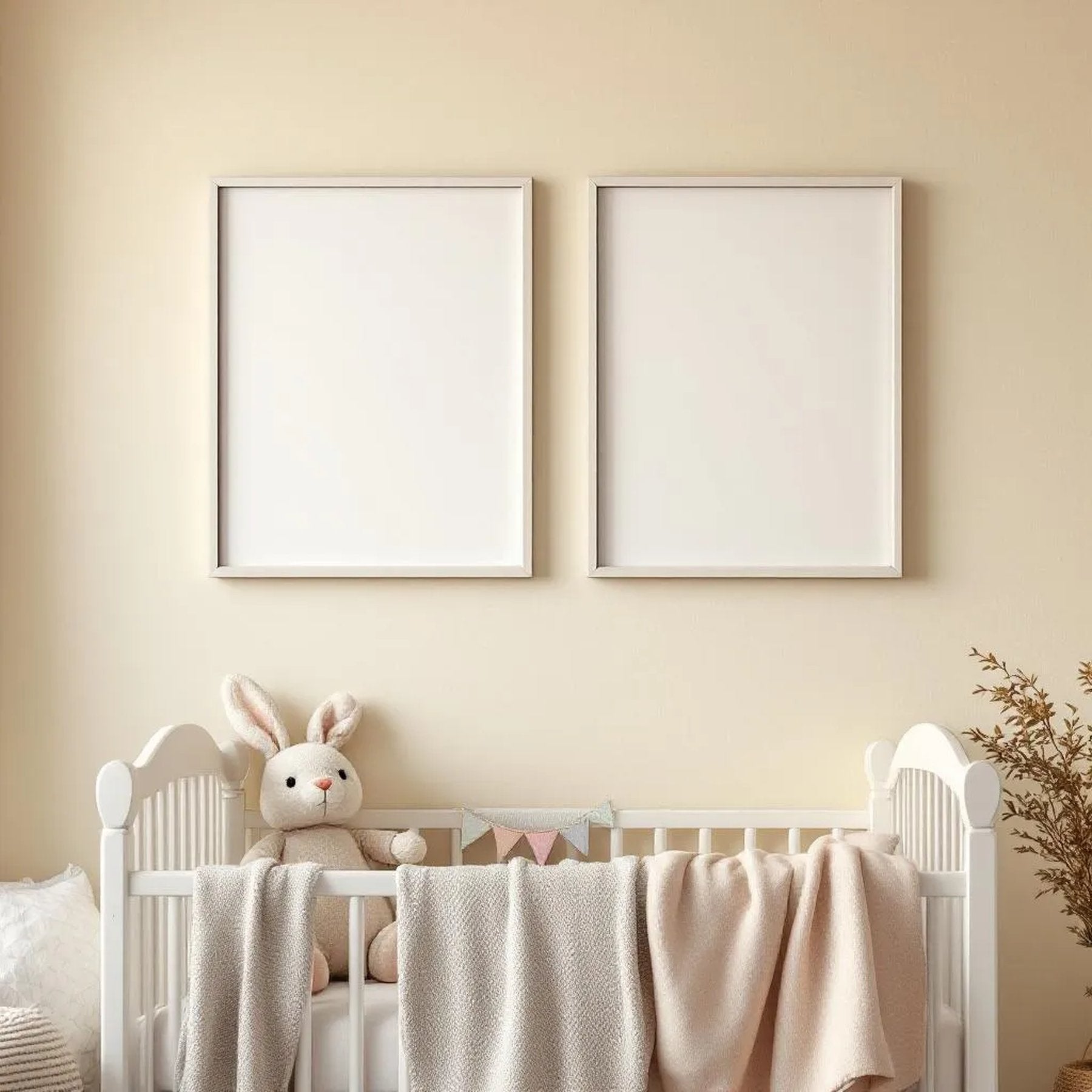 Nursery Wall Art Mockup — Plain Square Frame Portrait 2:3 — Perspective View — #05002 | MockupBulk