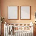 Nursery Interior Frame Mockup — Plain Square Frame Portrait 2:3 — Perspective View — #05004 | MockupBulk