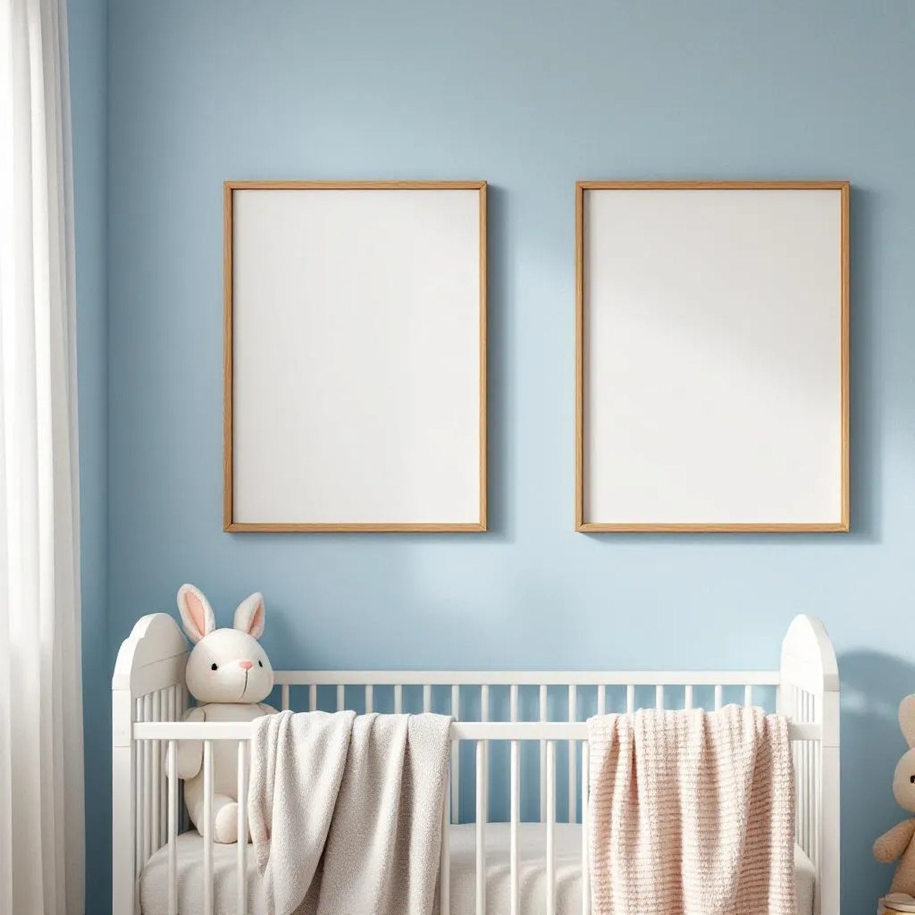 Nursery Room Scene Mockup — Plain Square Frame Portrait 2:3 — Perspective View — #05005 | MockupBulk