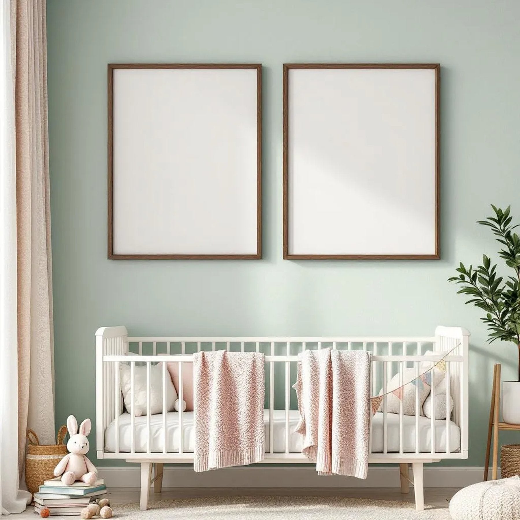 Nursery High-Res Frame Mockup — Plain Square Frame Portrait 2:3 — Perspective View — #05009 | MockupBulk