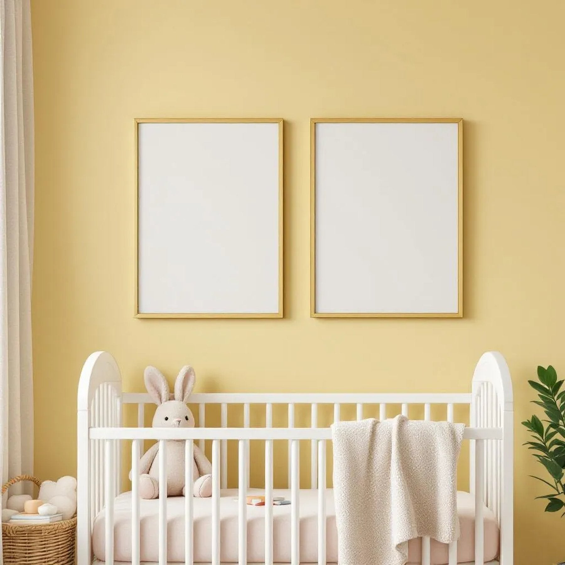 Nursery Styled Room Mockup — Plain Square Frame Portrait 2:3 — Perspective View — #05011 | MockupBulk