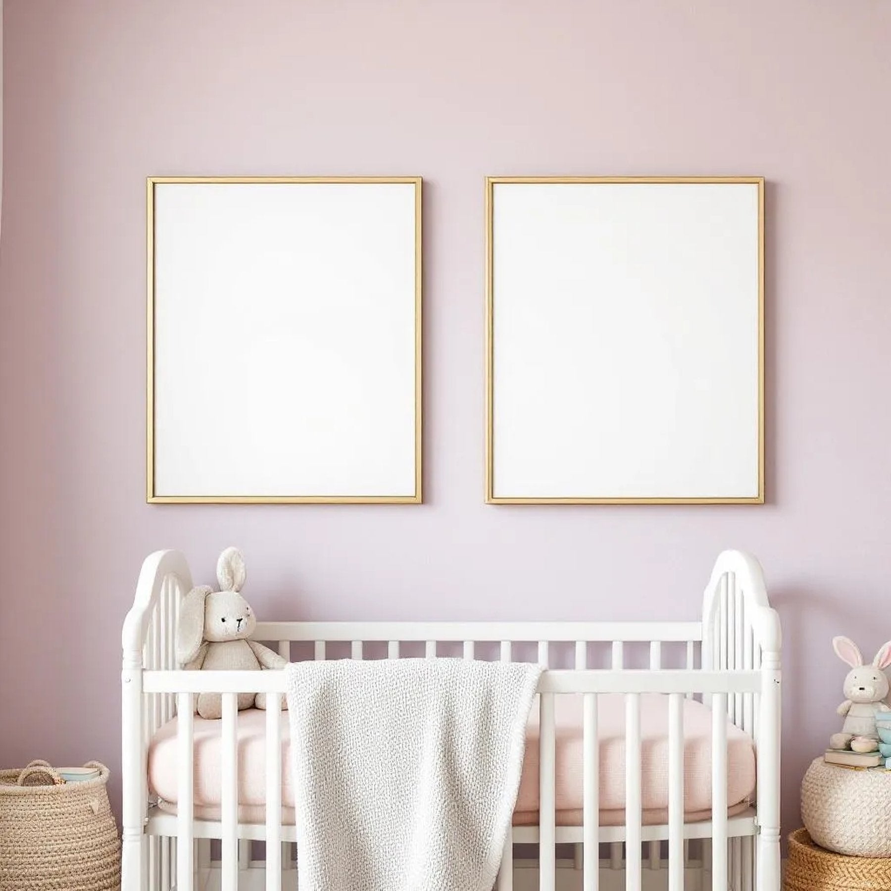 Nursery Professional Frame Mockup — Plain Square Frame Square 1:1 — Perspective View — #05012 | MockupBulk