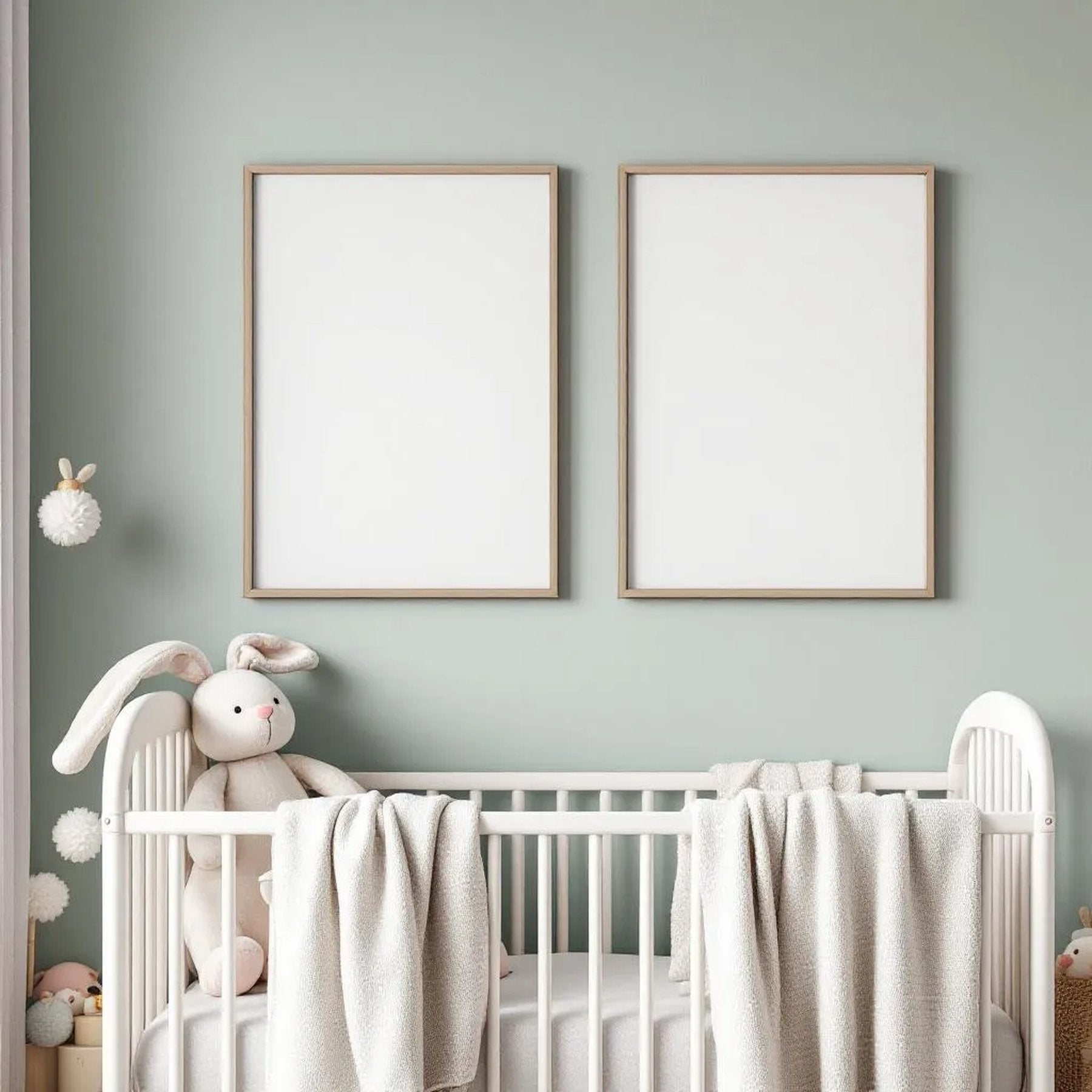 Nursery Interior Frame Mockup — Plain Square Frame Portrait 2:3 — Perspective View — #05014 | MockupBulk