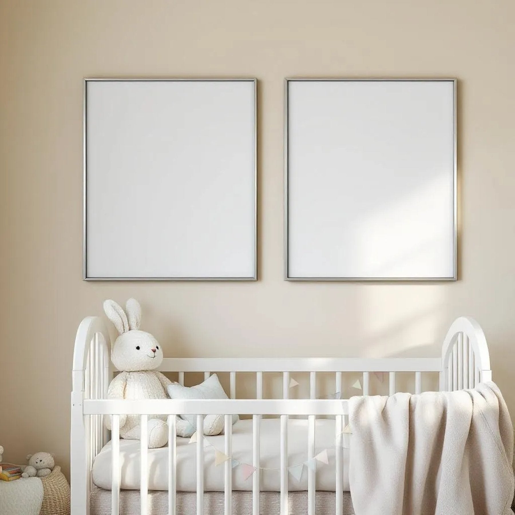 Nursery Frame Display Mockup — Plain Square Frame Portrait 2:3 — Perspective View — #05015 | MockupBulk