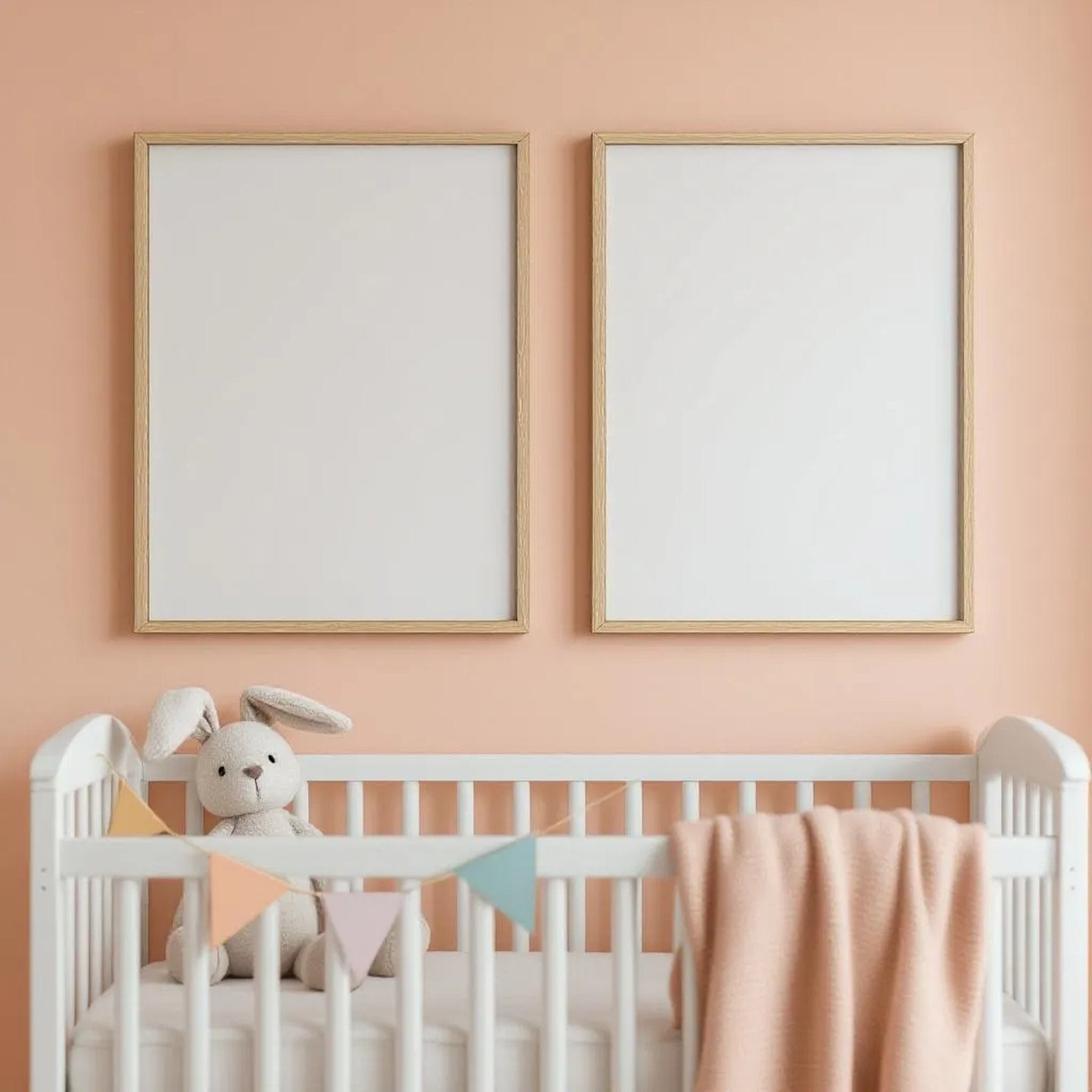 Nursery Styled Room Mockup — Plain Square Frame Portrait 2:3 — Perspective View — #05017 | MockupBulk