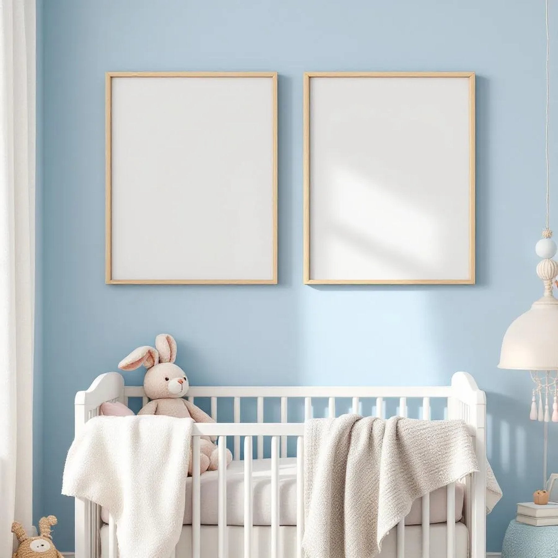 Nursery Lifestyle Frame Mockup — Plain Square Frame Portrait 2:3 — Perspective View — #05018 | MockupBulk