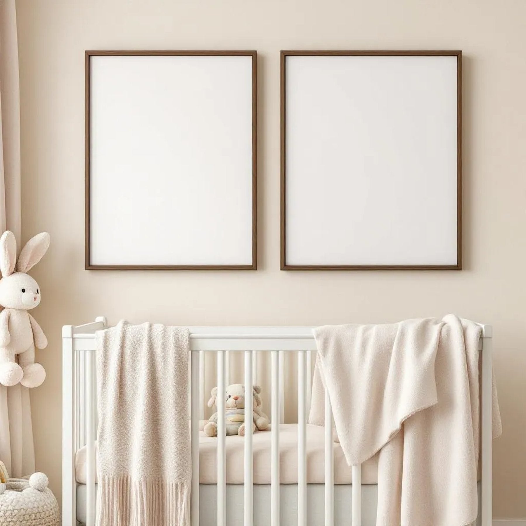 Nursery Wall Art Mockup — Plain Square Frame Portrait 2:3 — Perspective View — #05021 | MockupBulk