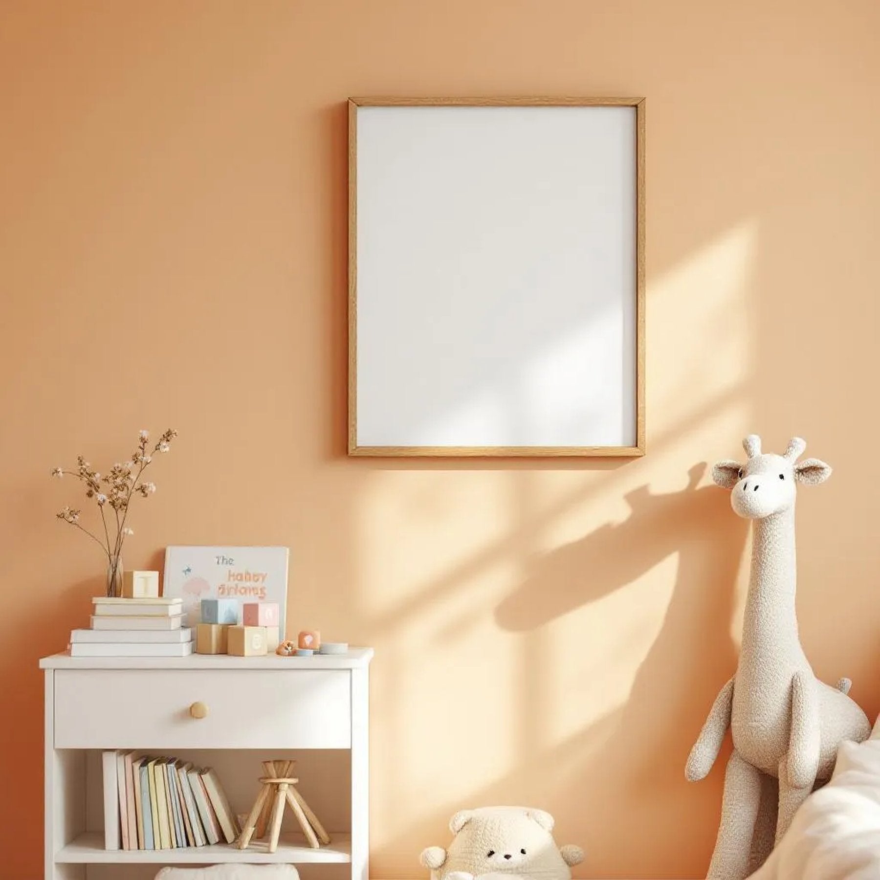 Nursery Wall Art Mockup — Plain Square Frame Portrait 2:3 — Perspective View — #05221 | MockupBulk