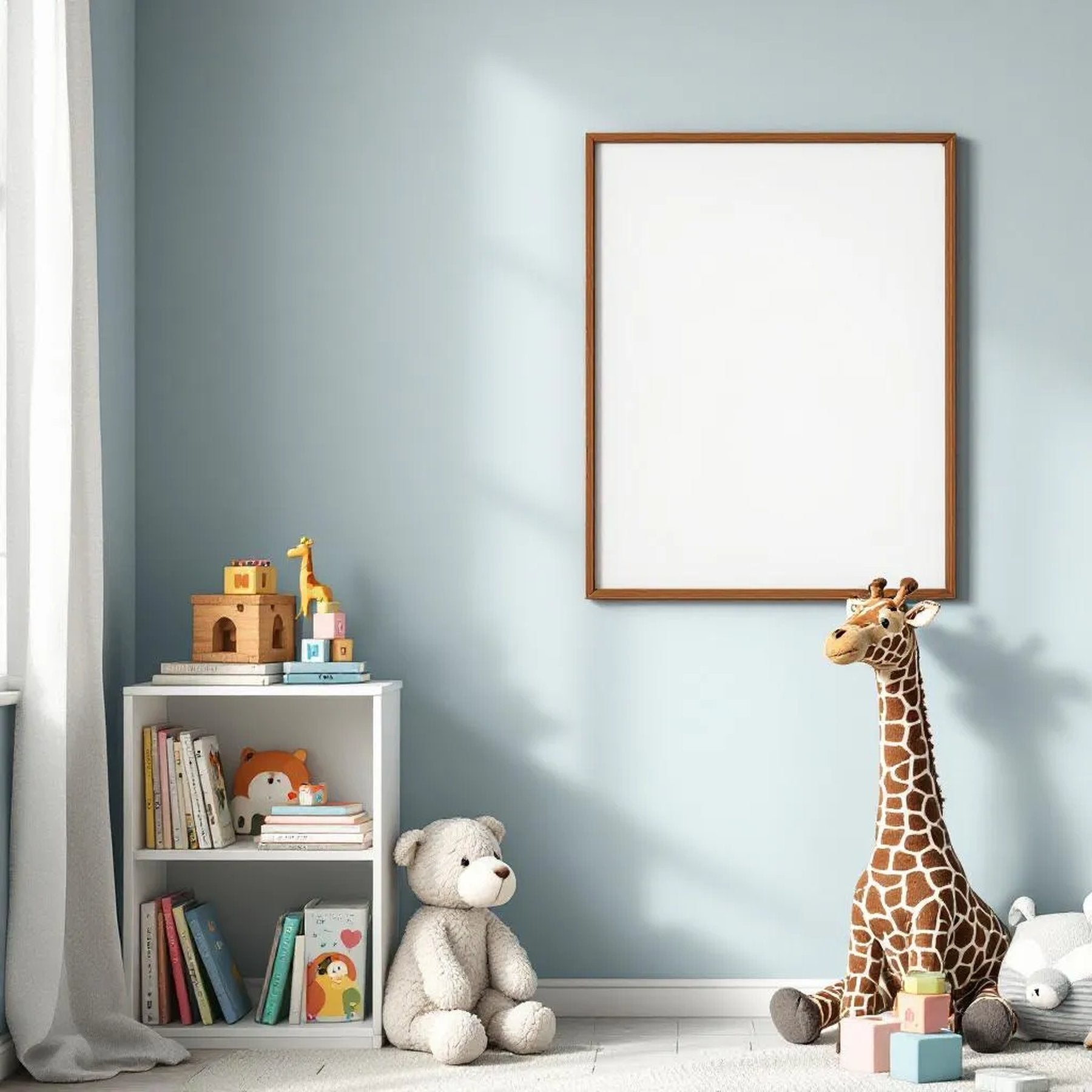 Nursery Styled Room Mockup — Plain Square Frame Portrait 2:3 — Perspective View — #05224 | MockupBulk