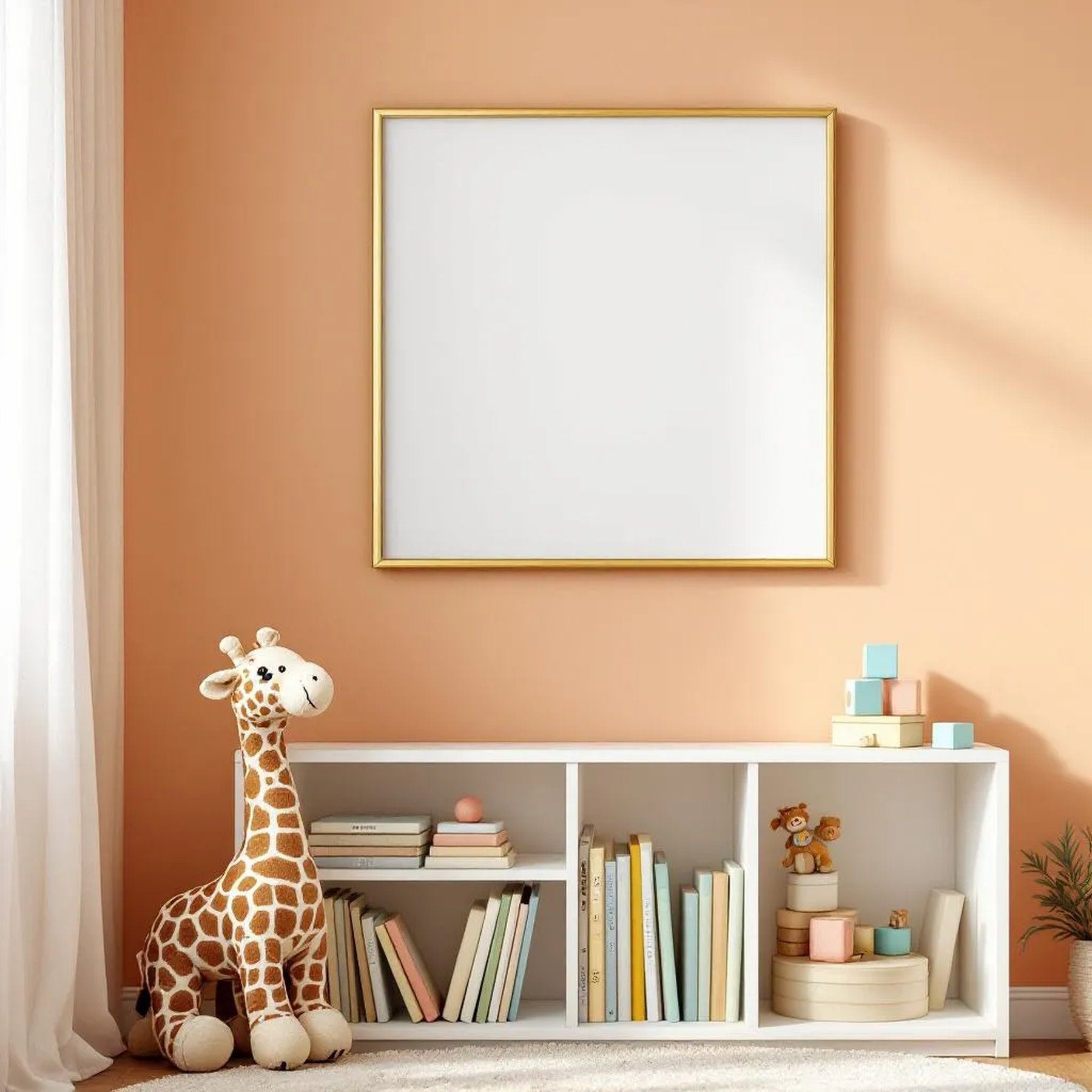 Nursery Interior Frame Mockup — Plain Square Frame Portrait 2:3 — Perspective View — #05227 | MockupBulk