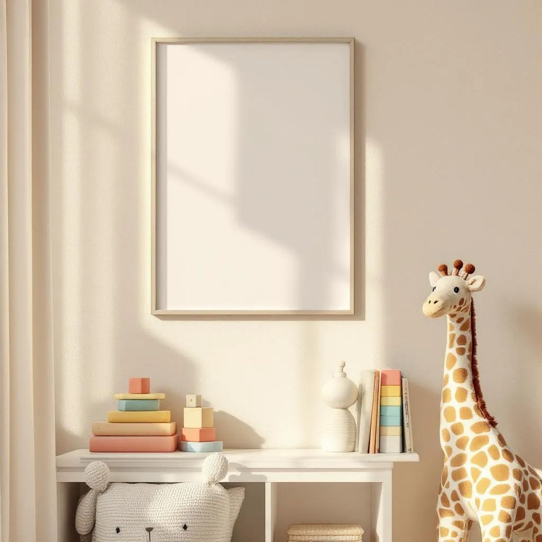 Nursery High-Res Frame Mockup — Plain Square Frame Portrait 2:3 — Perspective View — #05229 | MockupBulk
