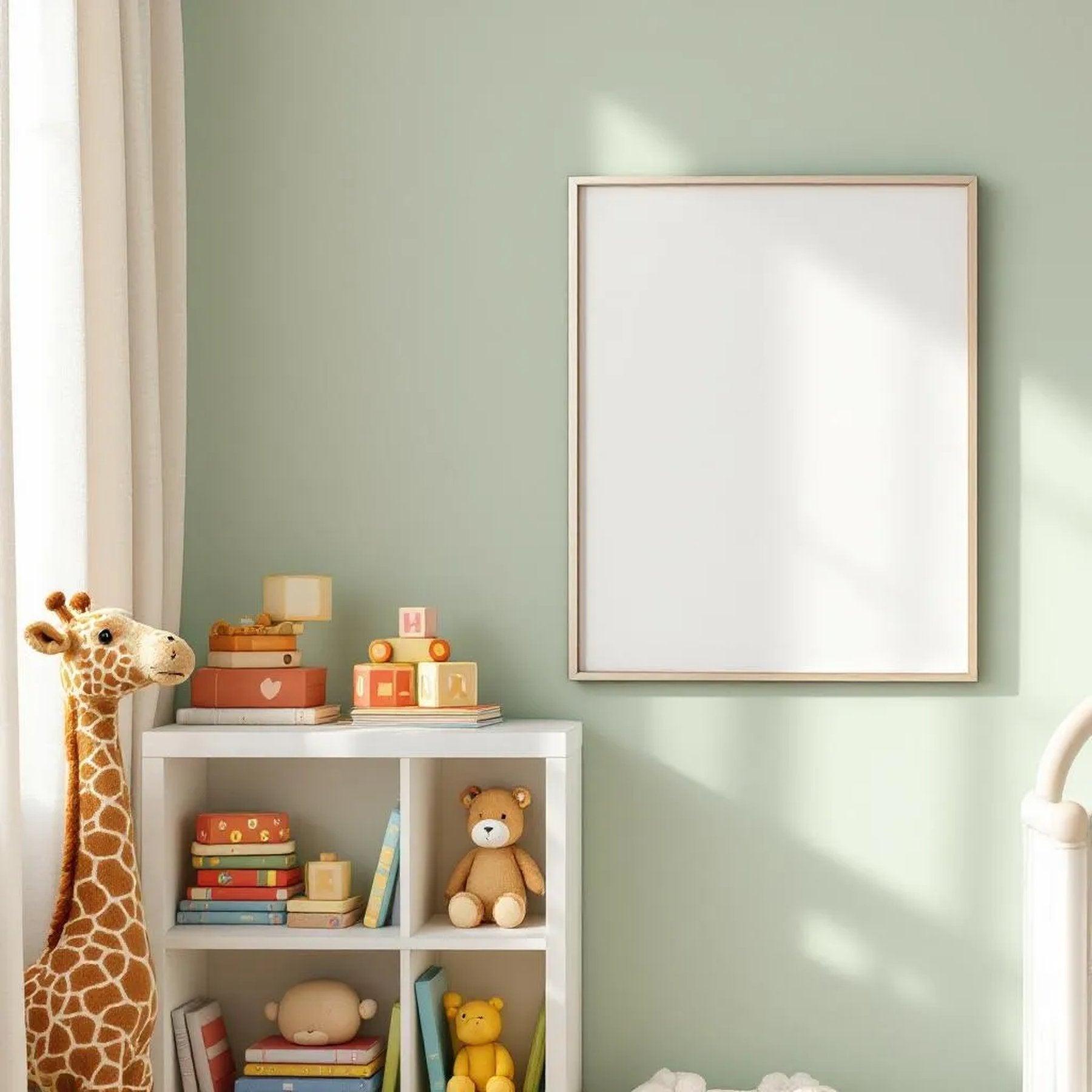 Nursery Interior Frame Mockup — Plain Square Frame Portrait 2:3 — Perspective View — #05230 | MockupBulk