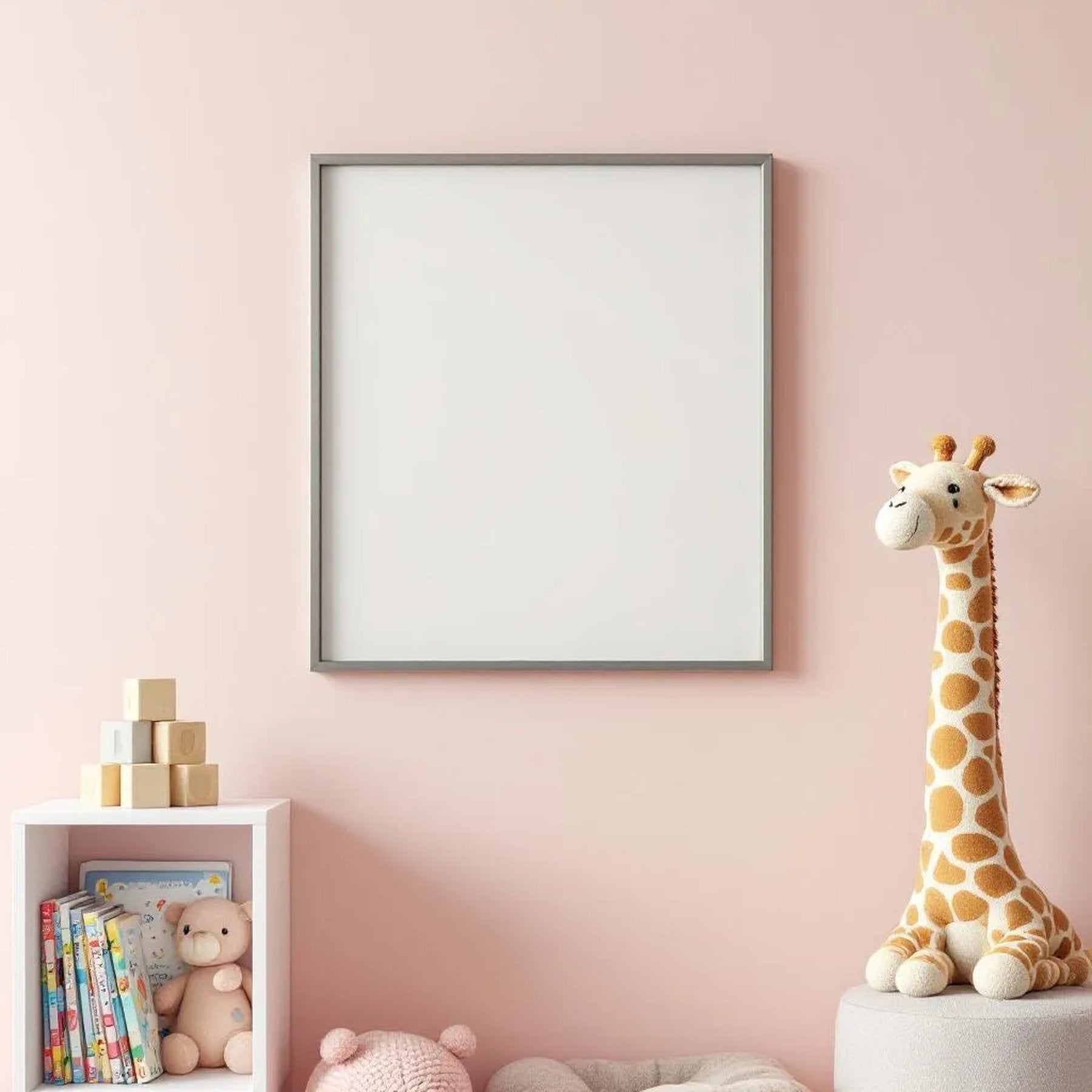 Nursery Frame Display Mockup — Plain Square Frame Portrait 2:3 — Perspective View — #05231 | MockupBulk