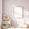 Nursery Interior Frame Mockup — Plain Square Frame Landscape 3:4 — Perspective View — #05233 | MockupBulk