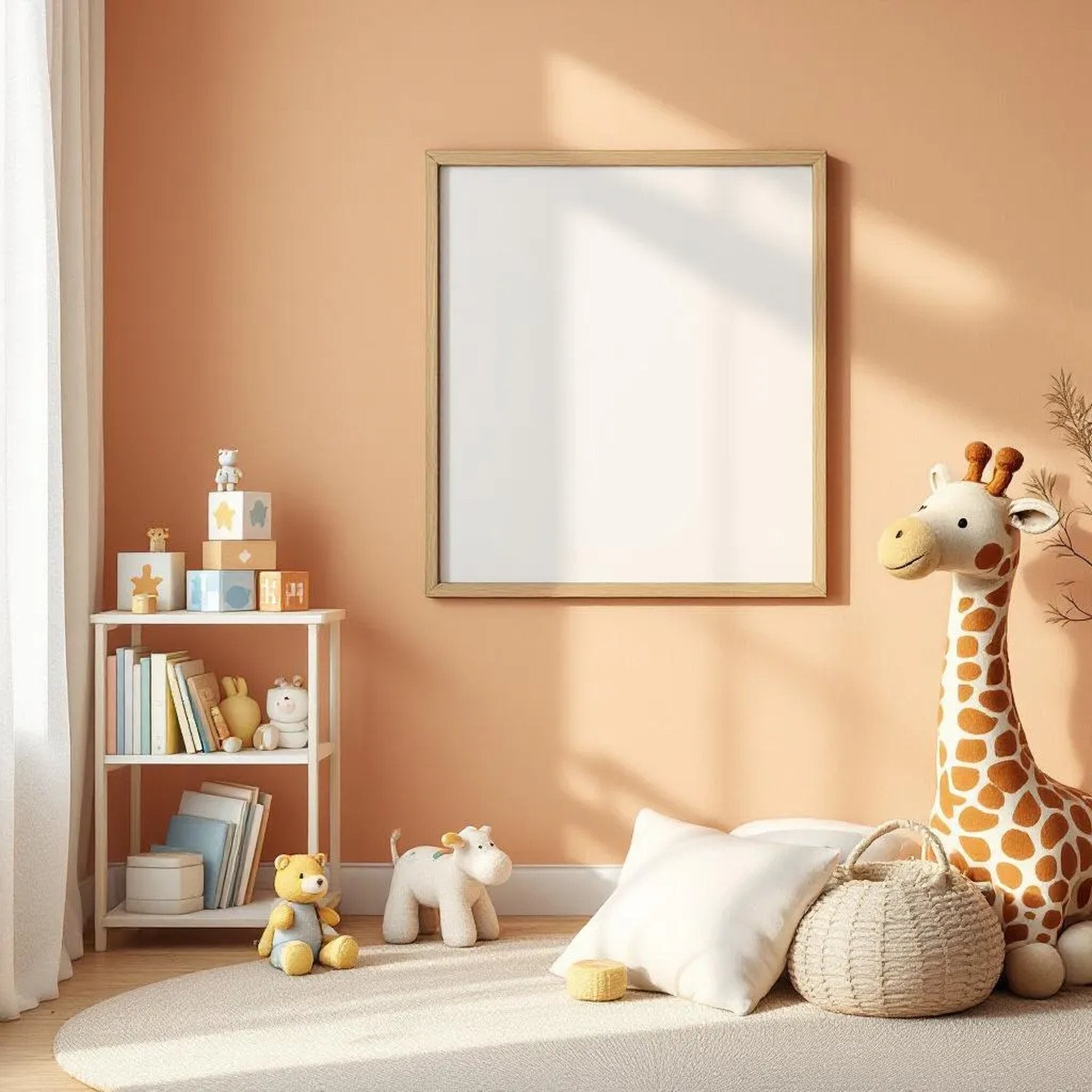Nursery Premium Interior Mockup — Plain Square Frame Portrait 2:3 — Perspective View — #05234 | MockupBulk