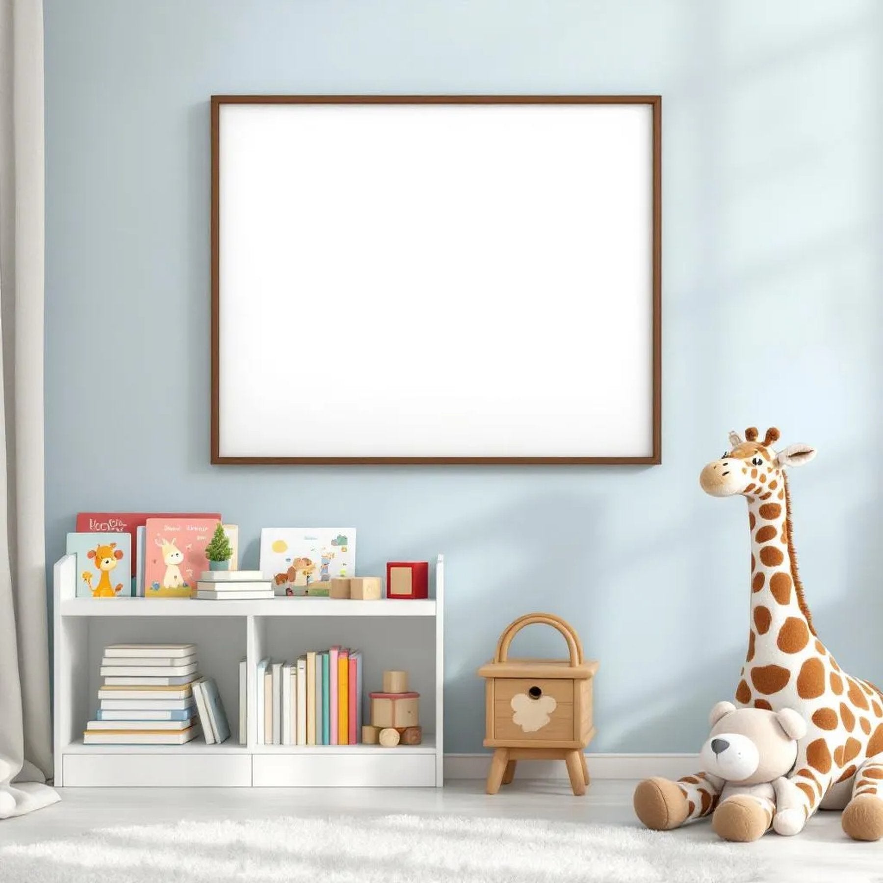 Nursery High-Res Frame Mockup — Plain Square Frame Square 1:1 — Perspective View — #05237 | MockupBulk