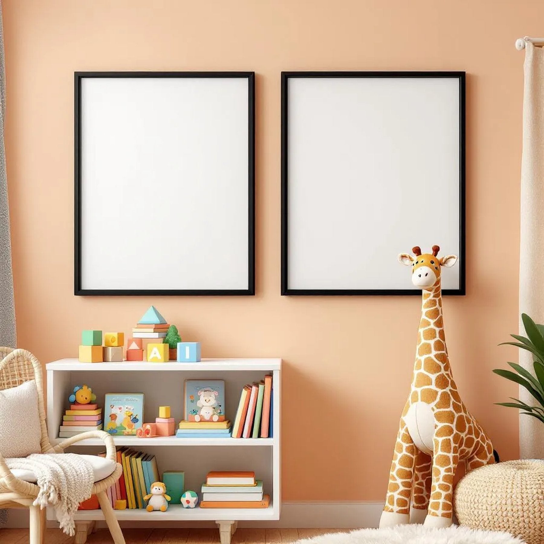 Nursery Lifestyle Frame Mockup — Plain Square Frame Portrait 2:3 — Perspective View — #05240 | MockupBulk