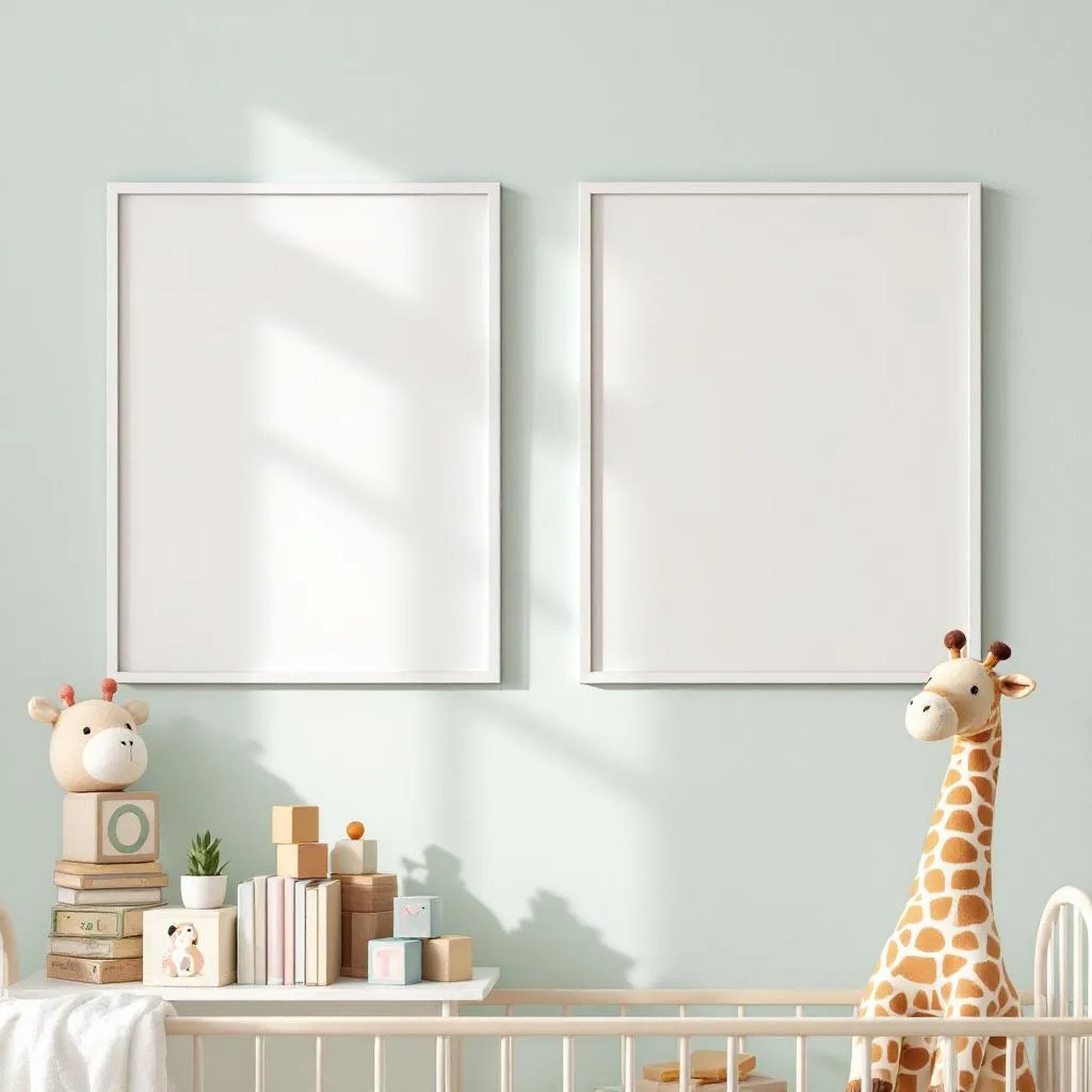 Nursery High-Res Frame Mockup — Plain Square Frame Square 1:1 — Perspective View — #05243 | MockupBulk