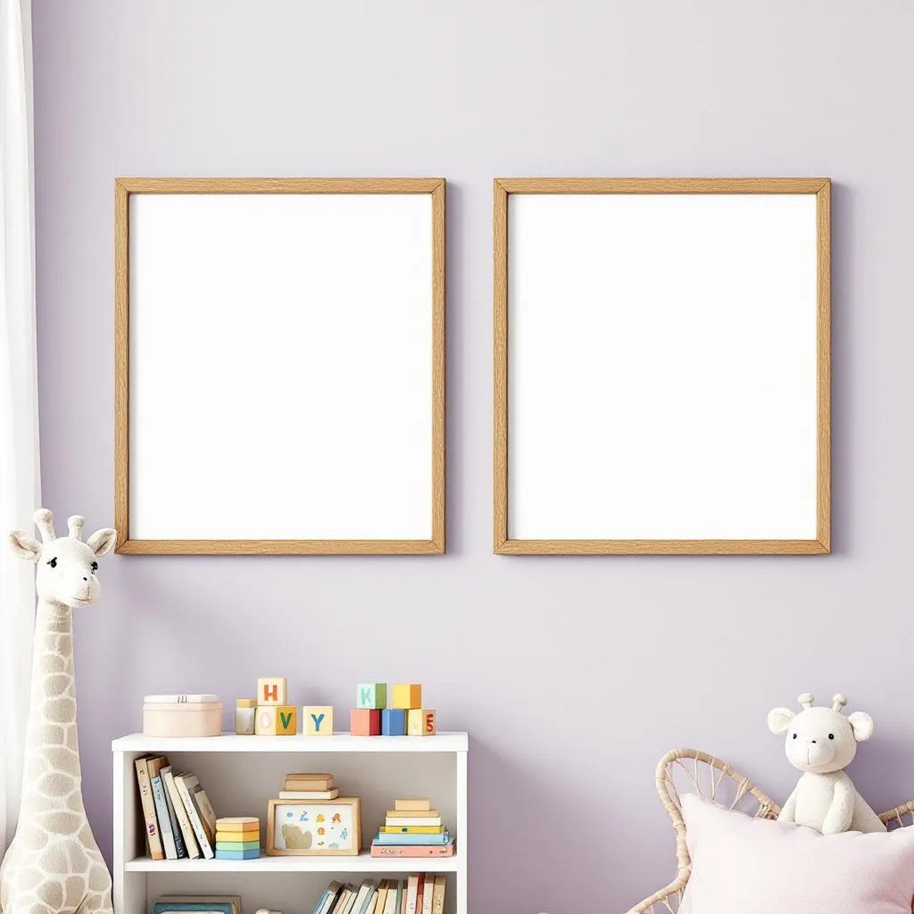 Nursery High-Res Frame Mockup — Plain Square Frame Landscape 11x14 — Perspective View — #05246 | MockupBulk