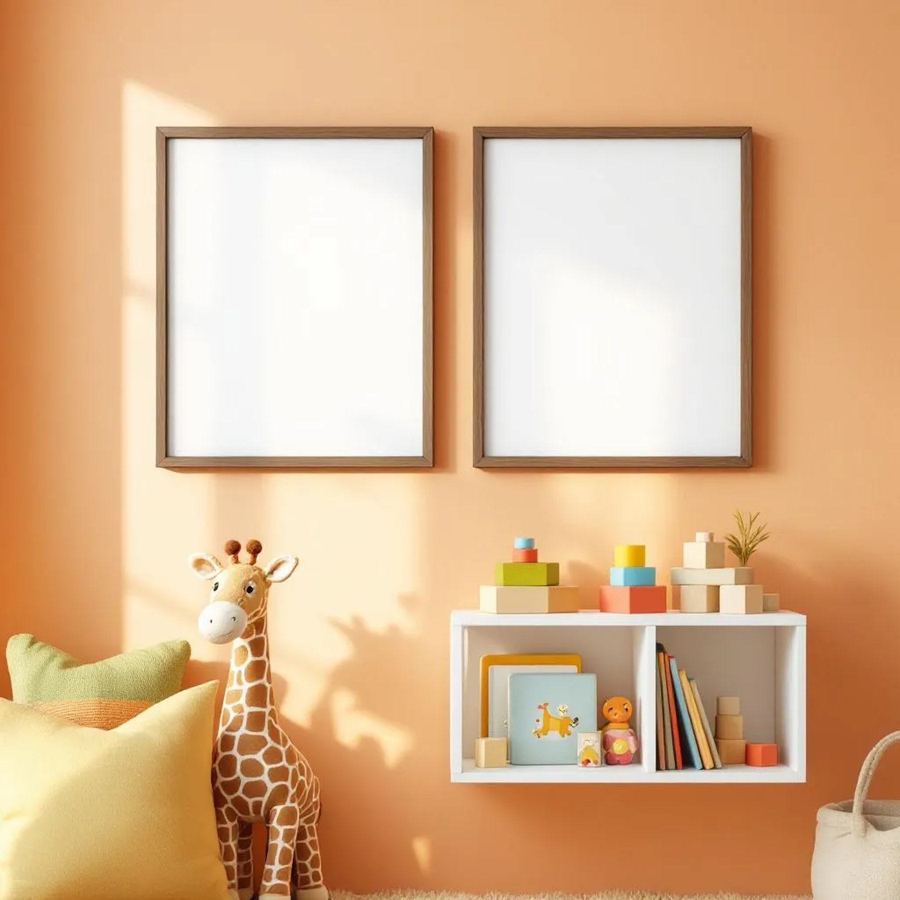 Nursery Editorial Room Mockup — Plain Square Frame Portrait 2:3 — Perspective View — #05247 | MockupBulk