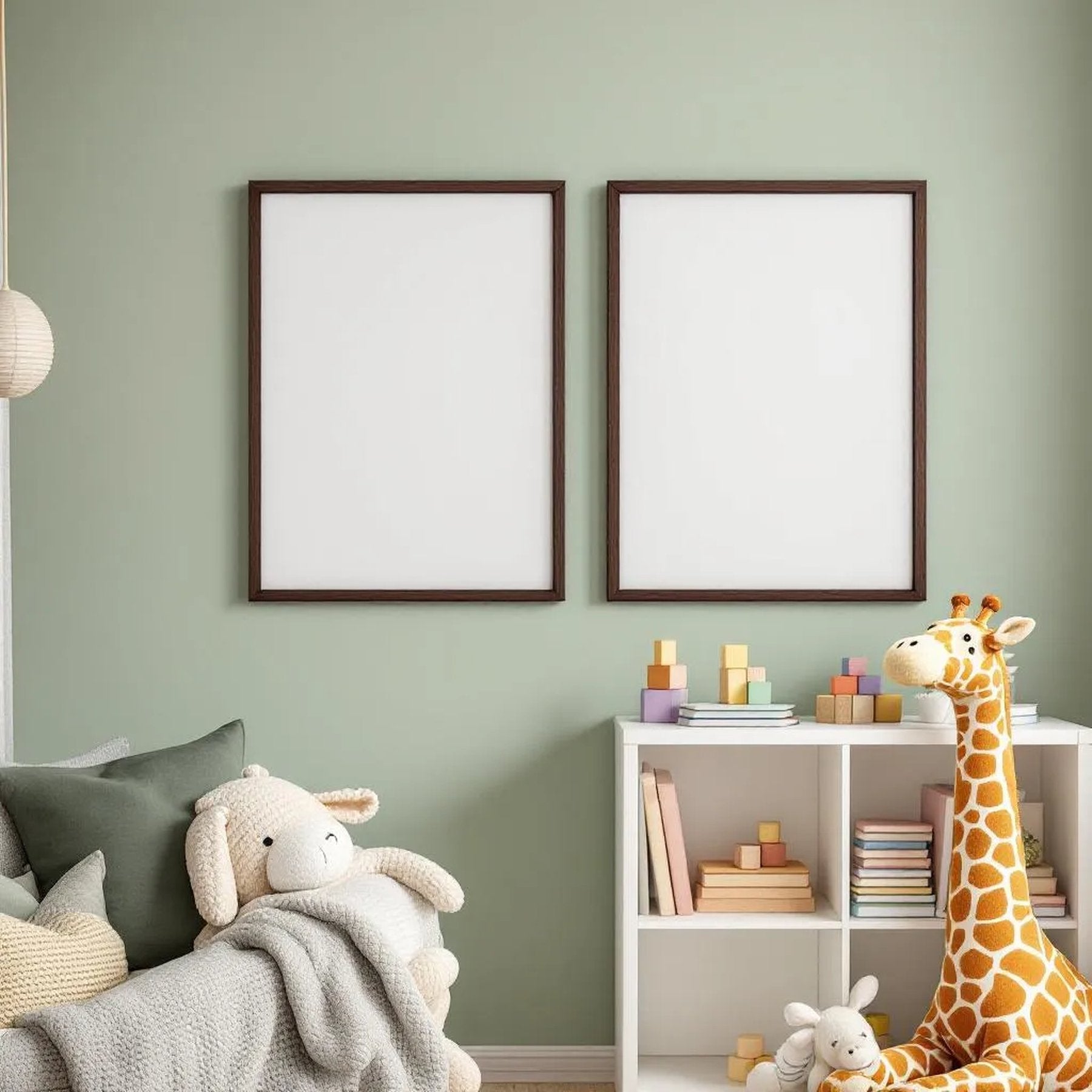 Nursery Styled Room Mockup — Plain Square Frame Portrait 2:3 — Perspective View — #05248 | MockupBulk
