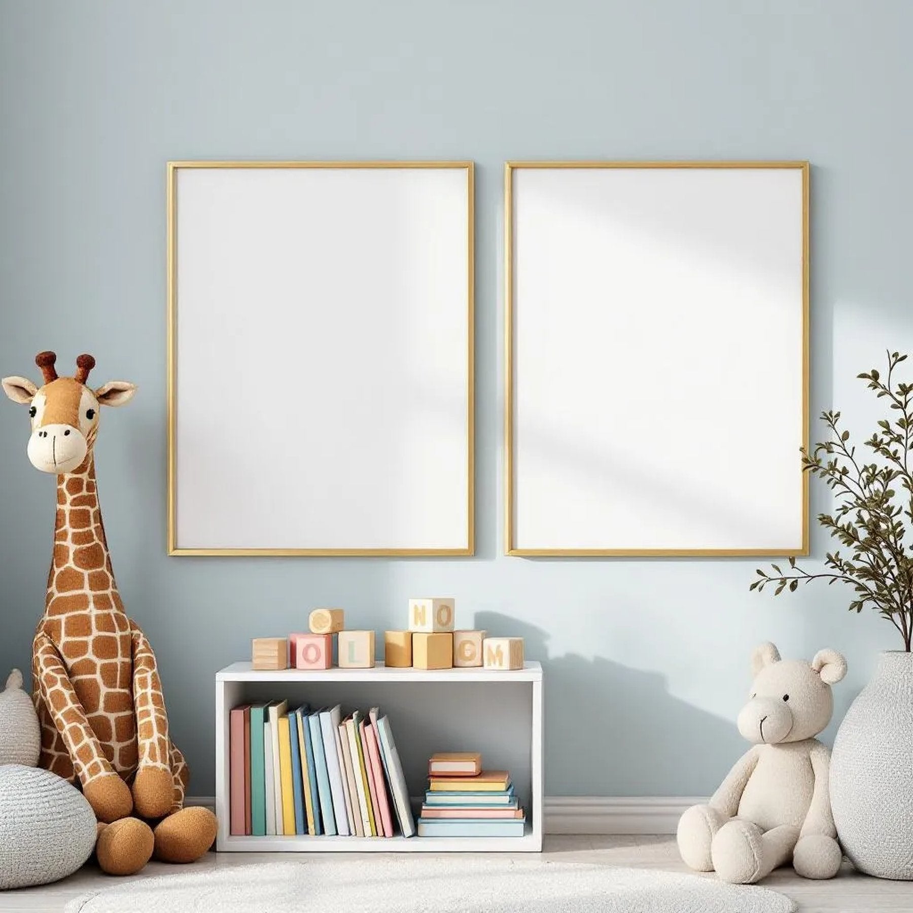Nursery Frame Display Mockup — Plain Square Frame Portrait 4:5 — Perspective View — #05250 | MockupBulk