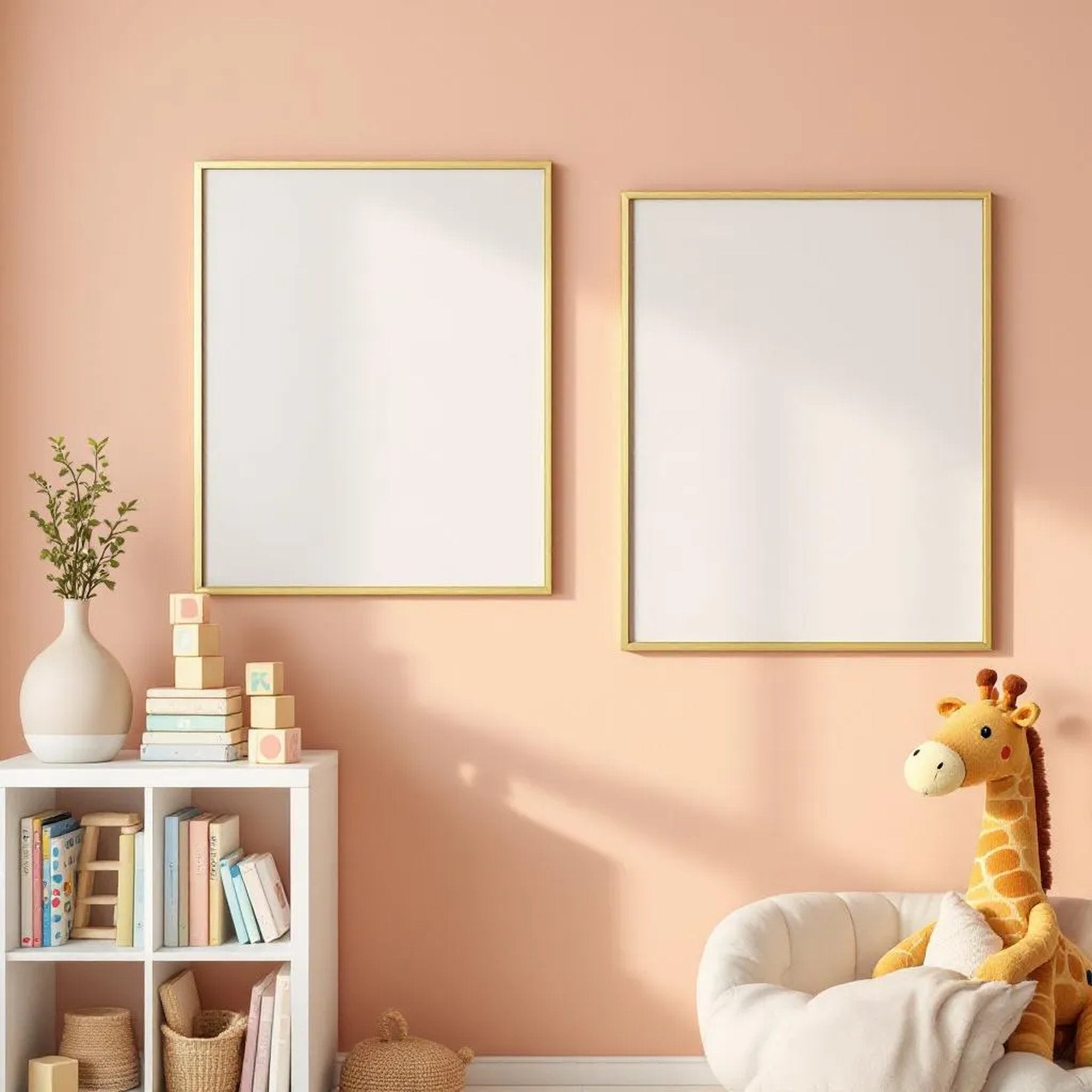 Nursery Wall Art Mockup — Plain Square Frame Portrait 2:3 — Perspective View — #05251 | MockupBulk