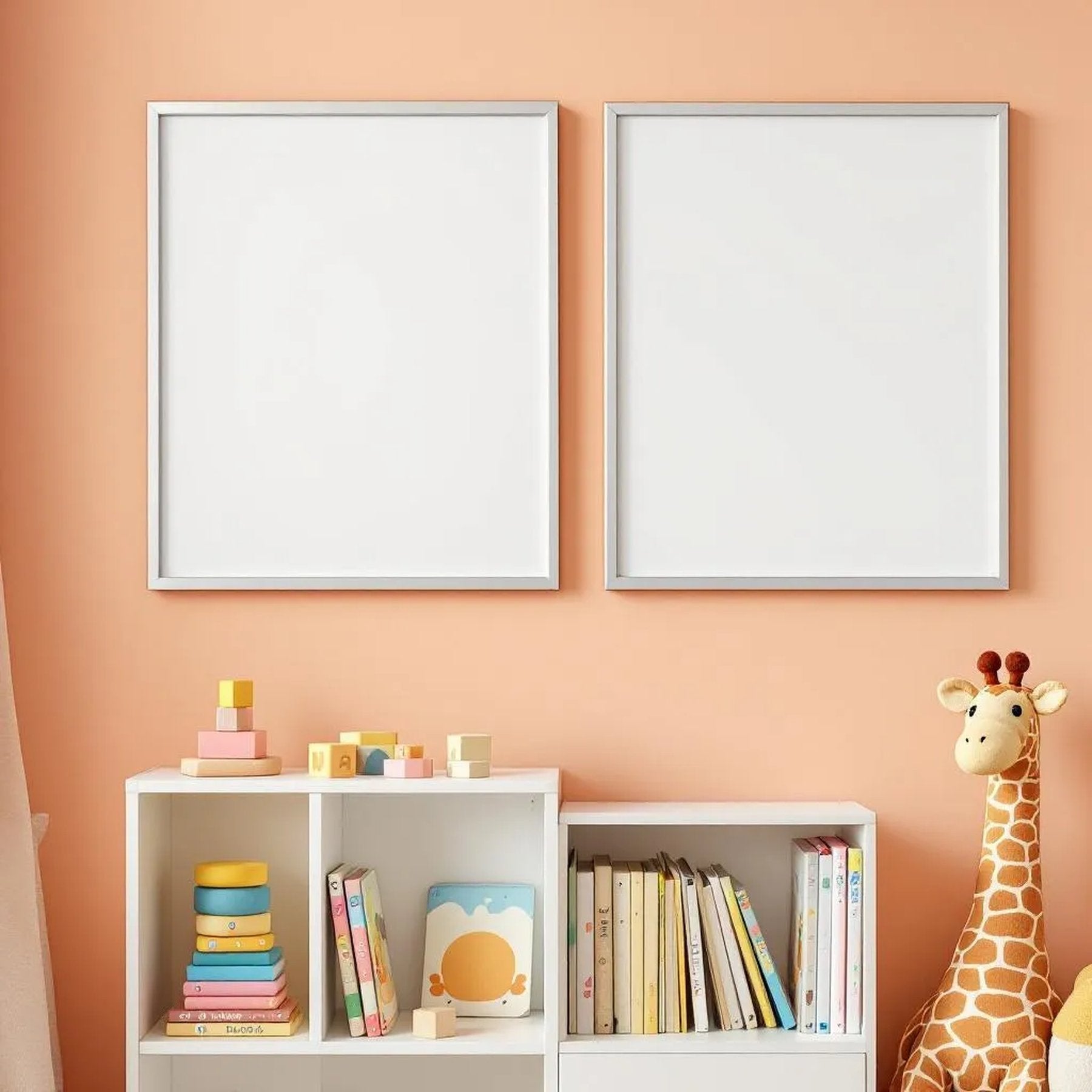 Nursery Lifestyle Frame Mockup — Plain Square Frame Portrait 2:3 — Perspective View — #05253 | MockupBulk