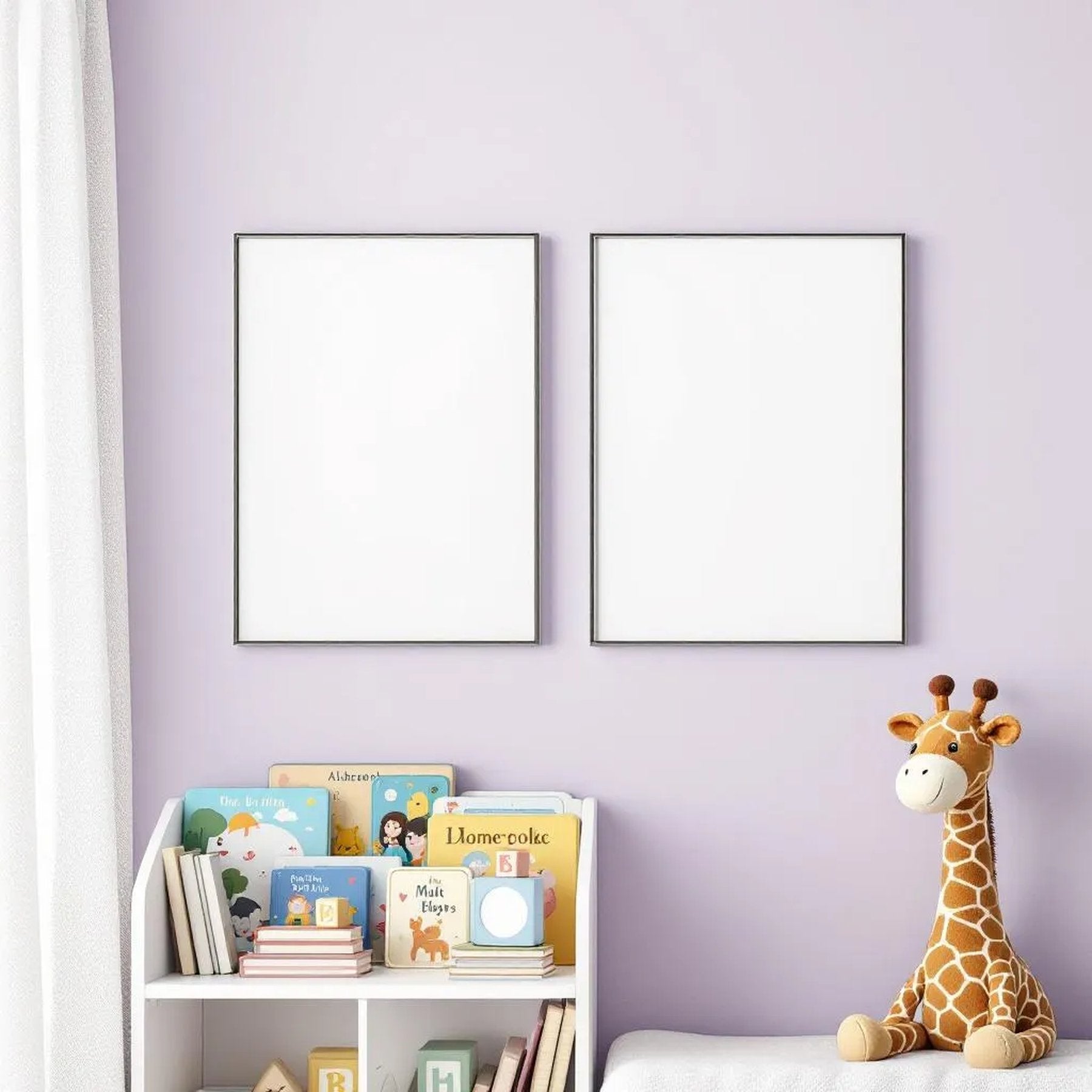 Nursery High-Res Frame Mockup — Plain Square Frame Portrait 2:3 — Perspective View — #05254 | MockupBulk