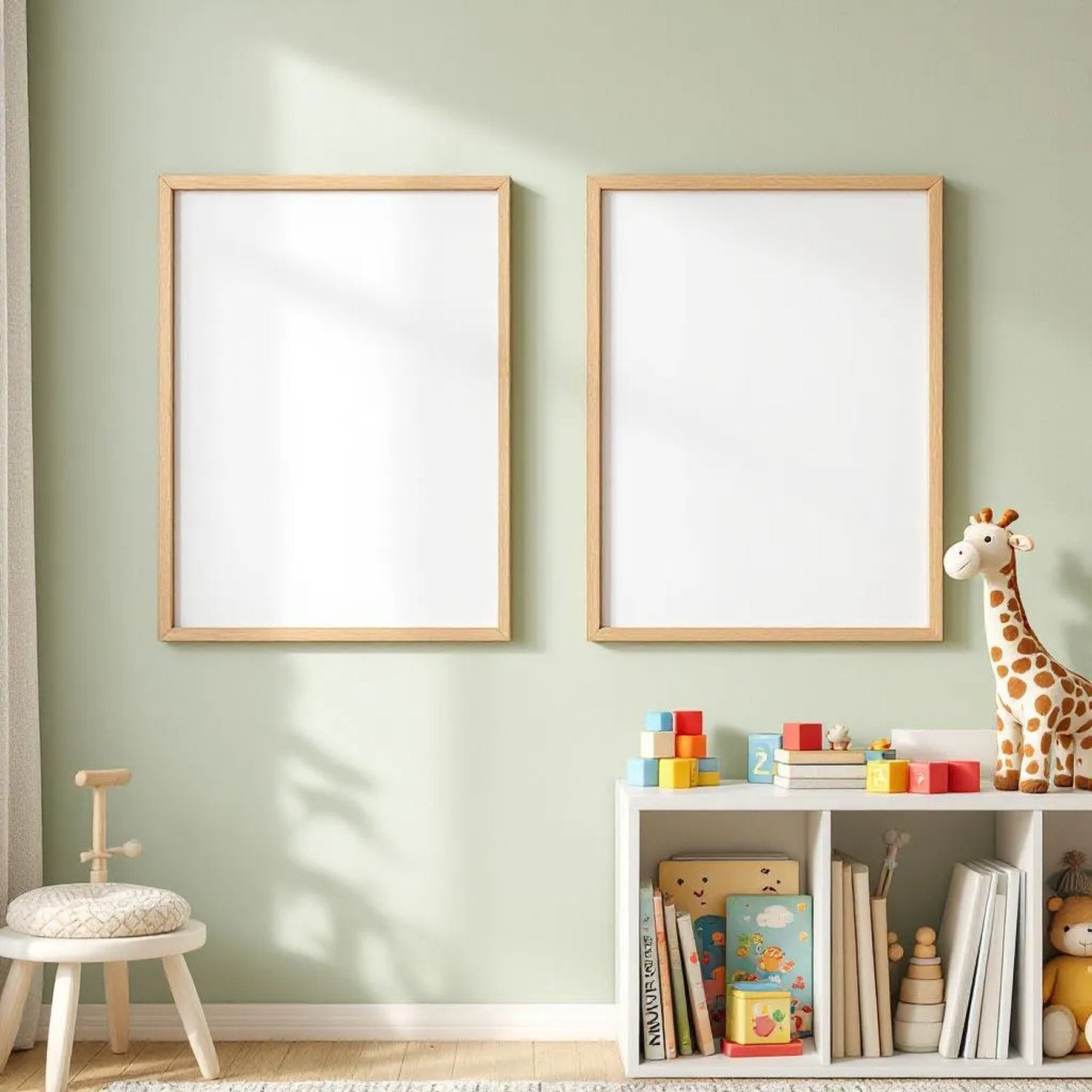 Nursery Editorial Room Mockup — Plain Square Frame Portrait 2:3 — Perspective View — #05256 | MockupBulk