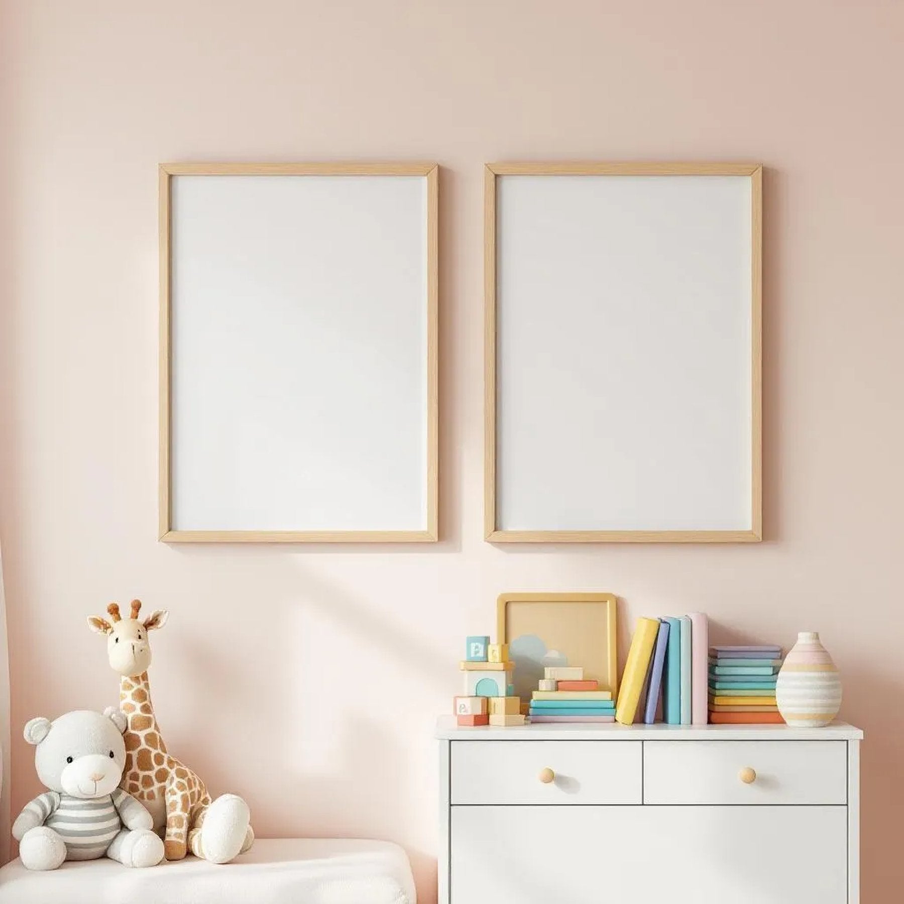 Nursery High-Res Frame Mockup — Plain Square Frame Square 1:1 — Perspective View — #05257 | MockupBulk