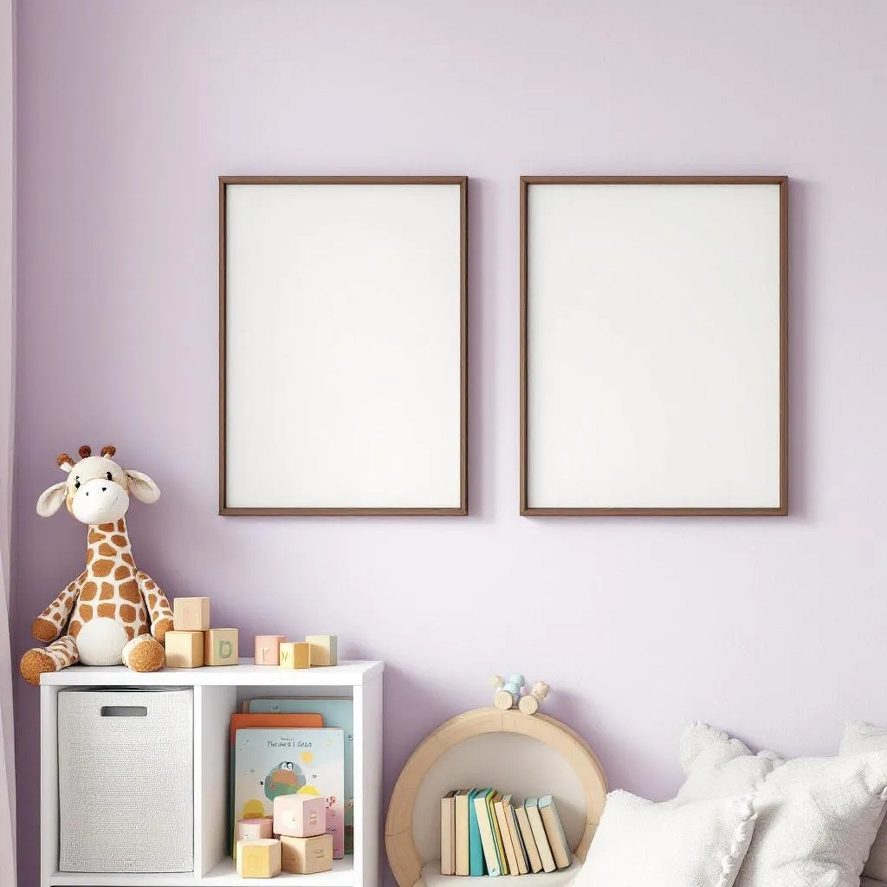 Nursery Interior Frame Mockup — Plain Square Frame Portrait 4:5 — Perspective View — #05259 | MockupBulk