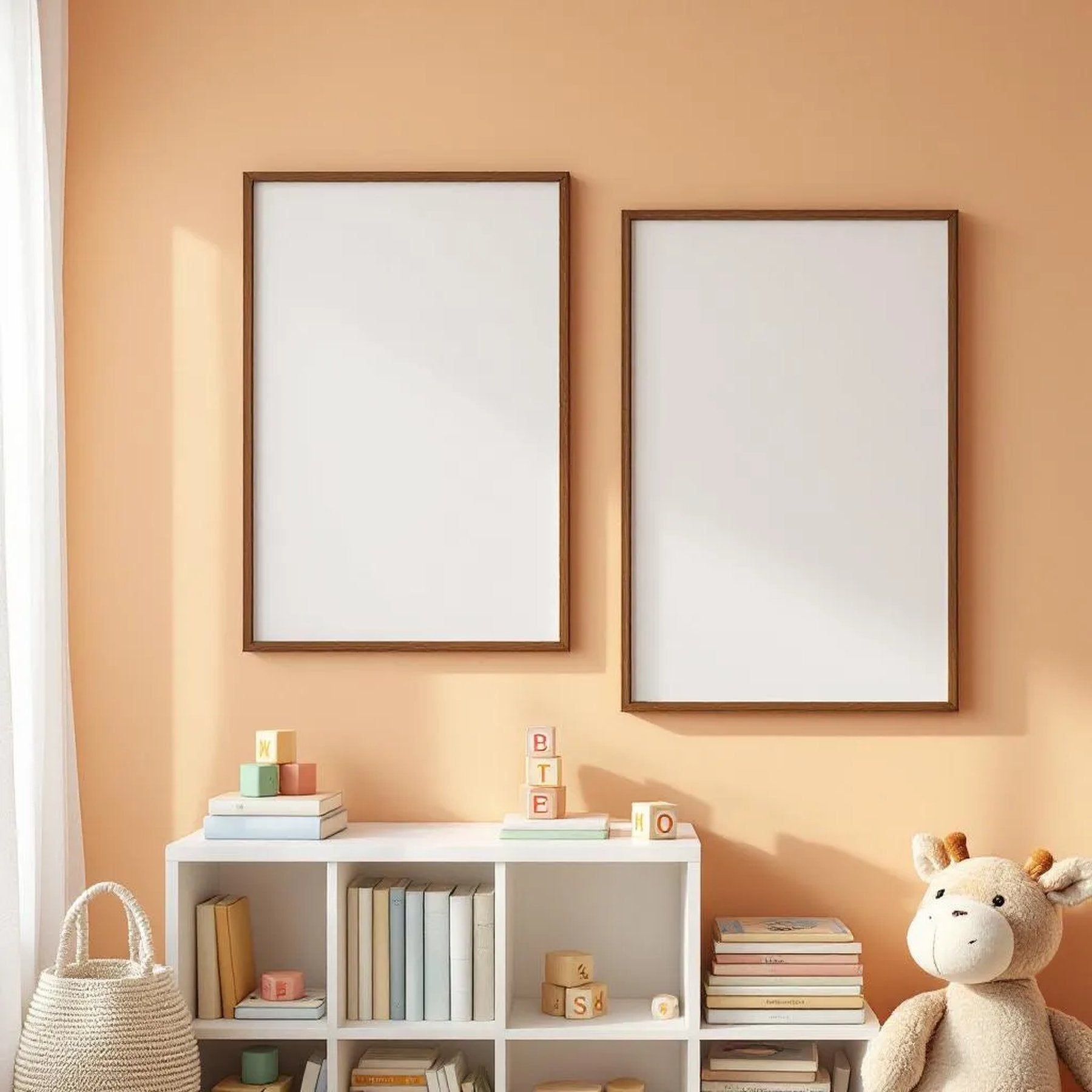 Nursery Lifestyle Frame Mockup — Plain Square Frame Portrait 2:3 — Perspective View — #05260 | MockupBulk